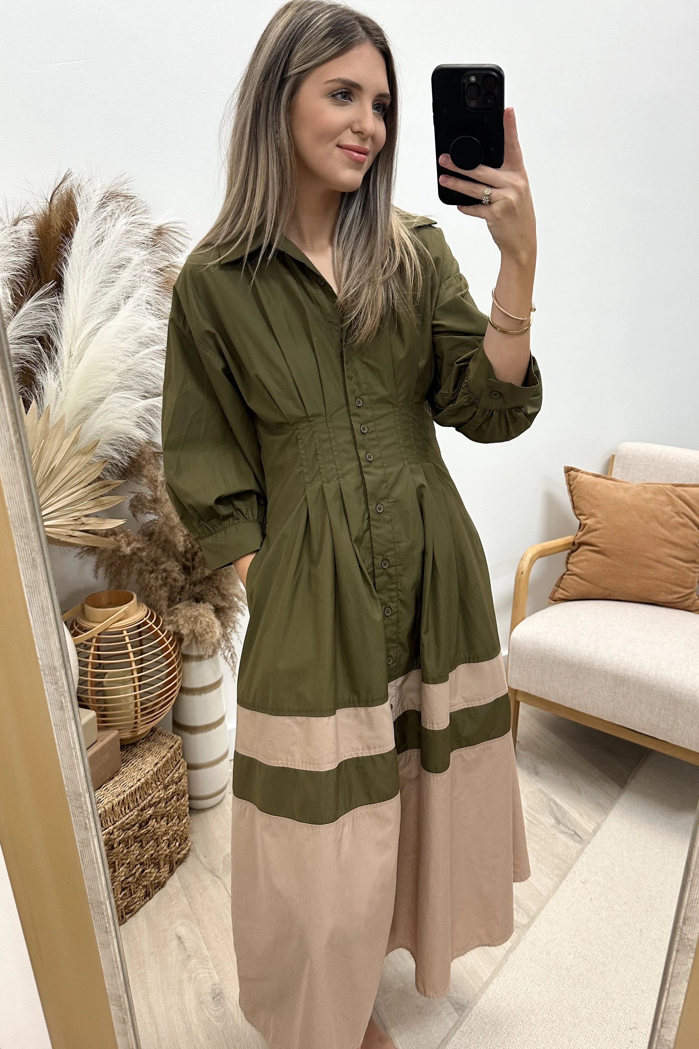 "Pep In Your Step" Dress (Olive)