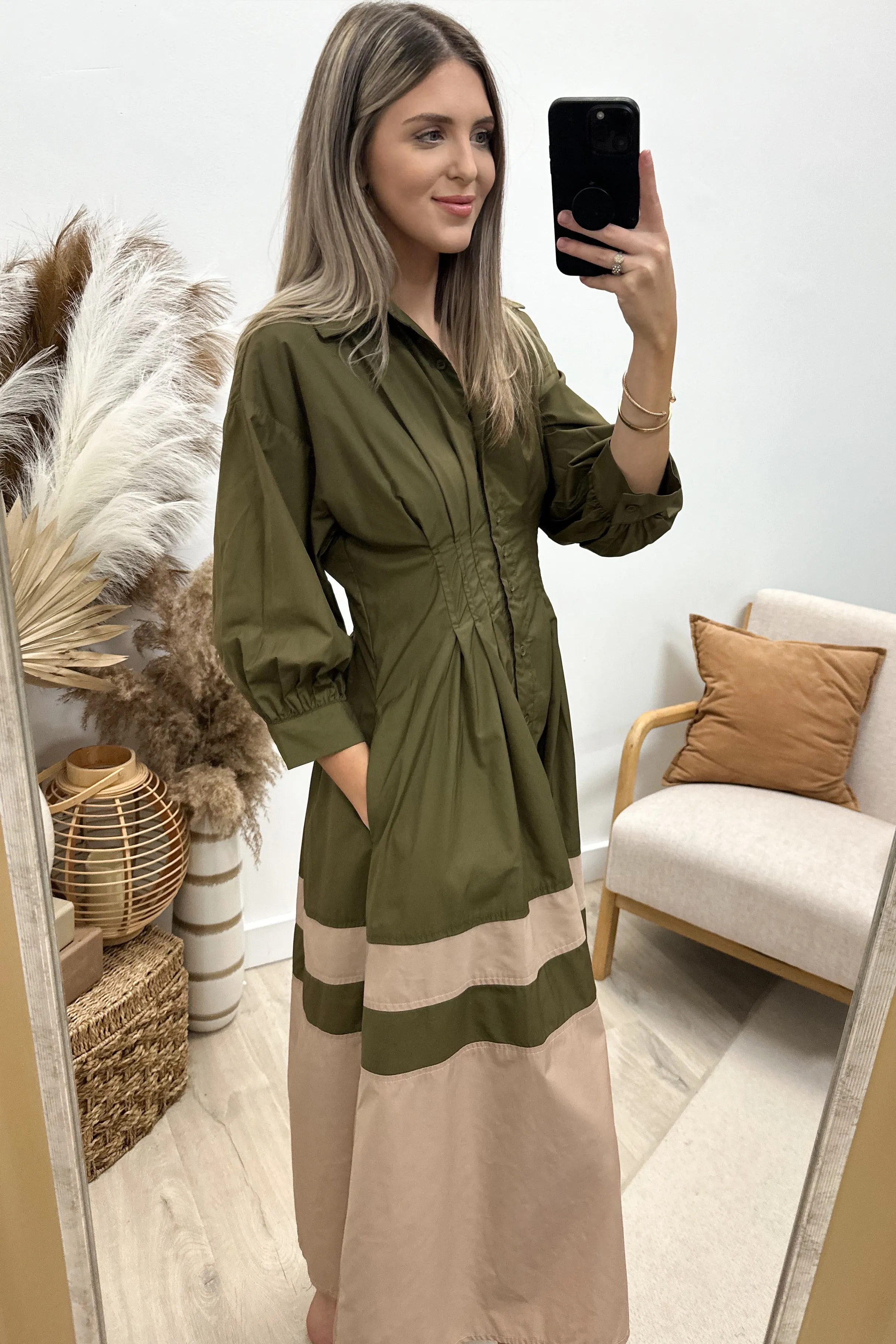 "Pep In Your Step" Dress (Olive)