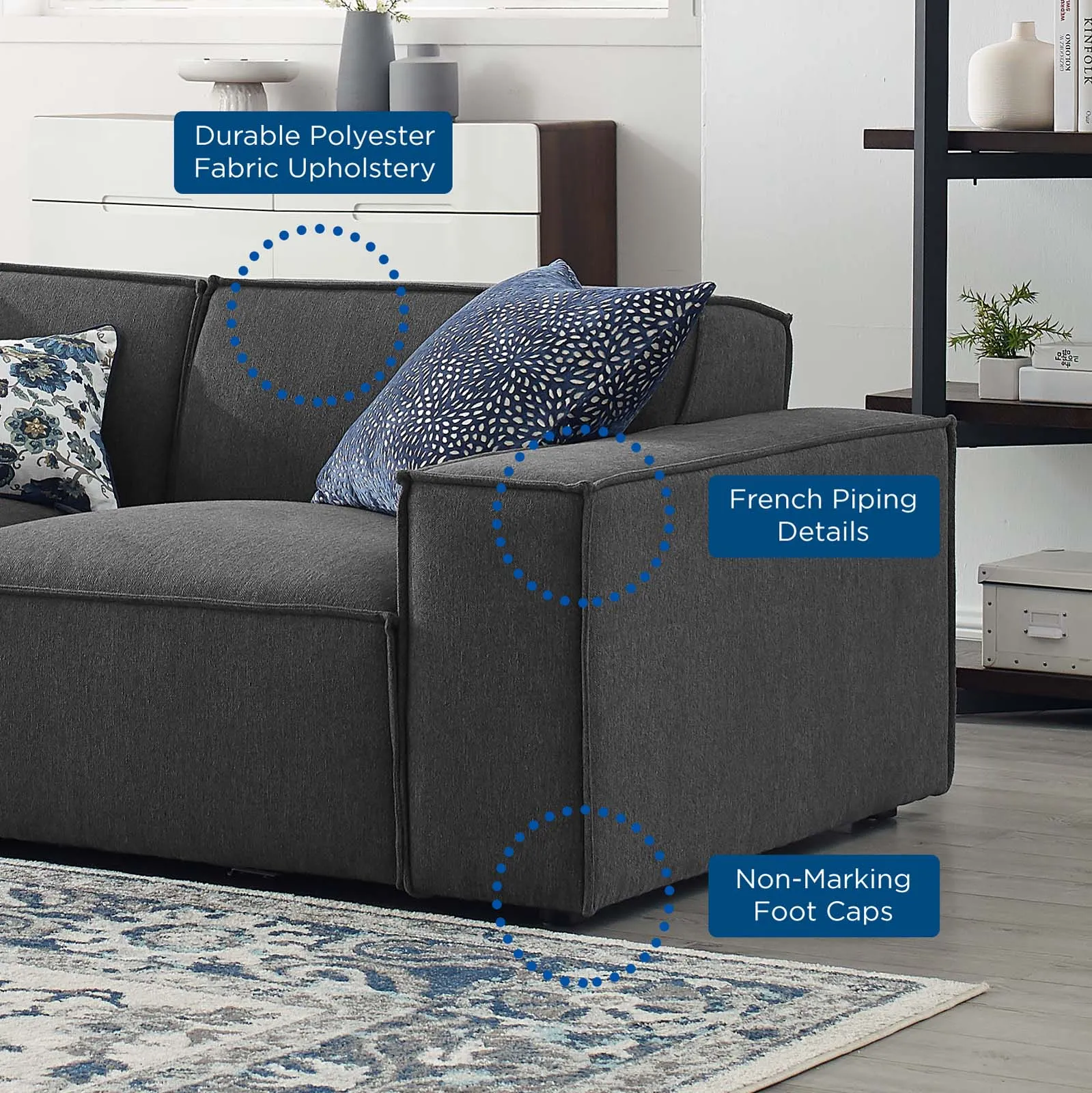 Restore 7-Piece Sectional Sofa Charcoal EEI-4120-CHA