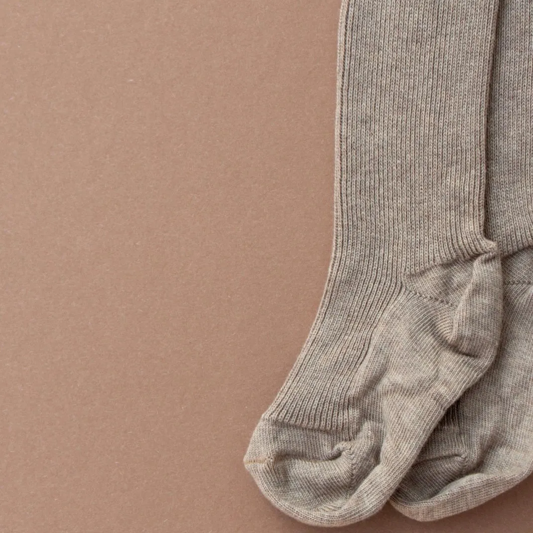Retro Ribbed Footed Tights - Peanut Blend