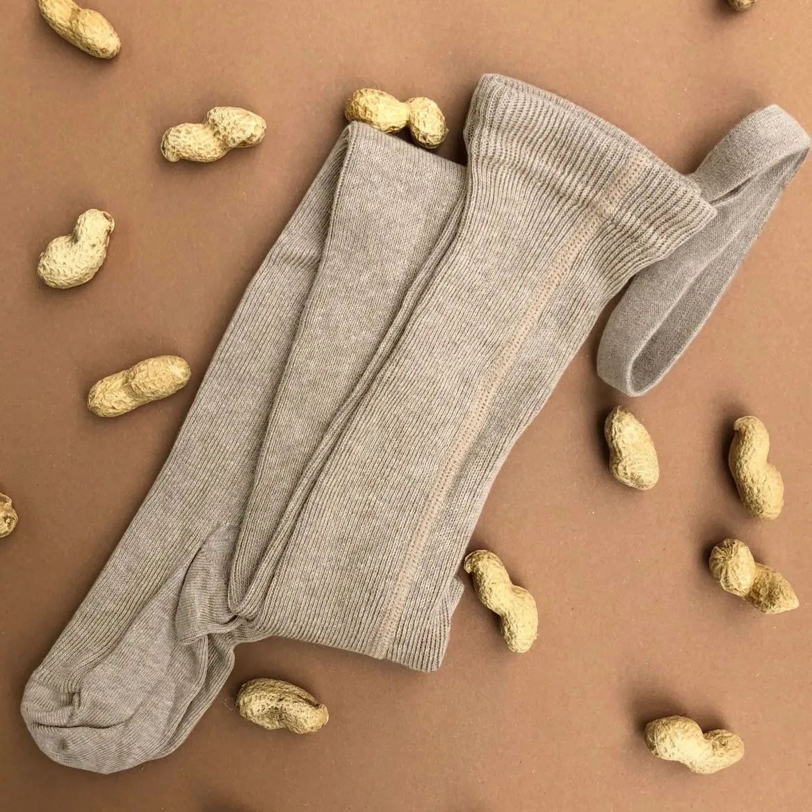 Retro Ribbed Footed Tights - Peanut Blend
