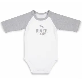 River Baby 3/4 Length Heather Gray Sleeve Onesie