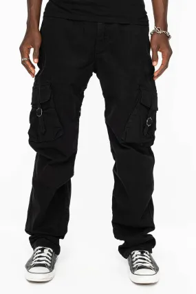 ROBINS NEW MILITARY STYLE CARGO PANTS IN BLACK WASH