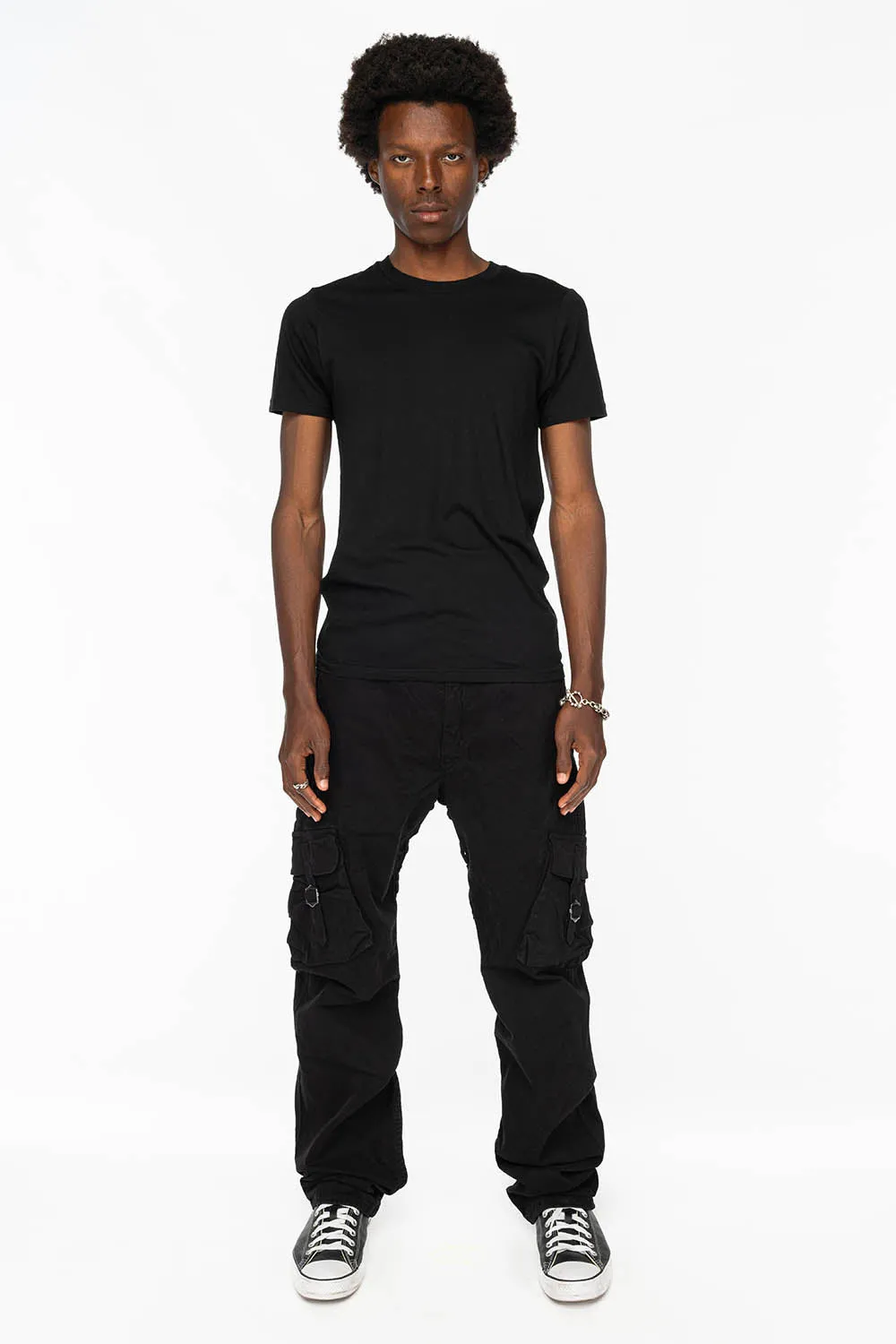 ROBINS NEW MILITARY STYLE CARGO PANTS IN BLACK WASH