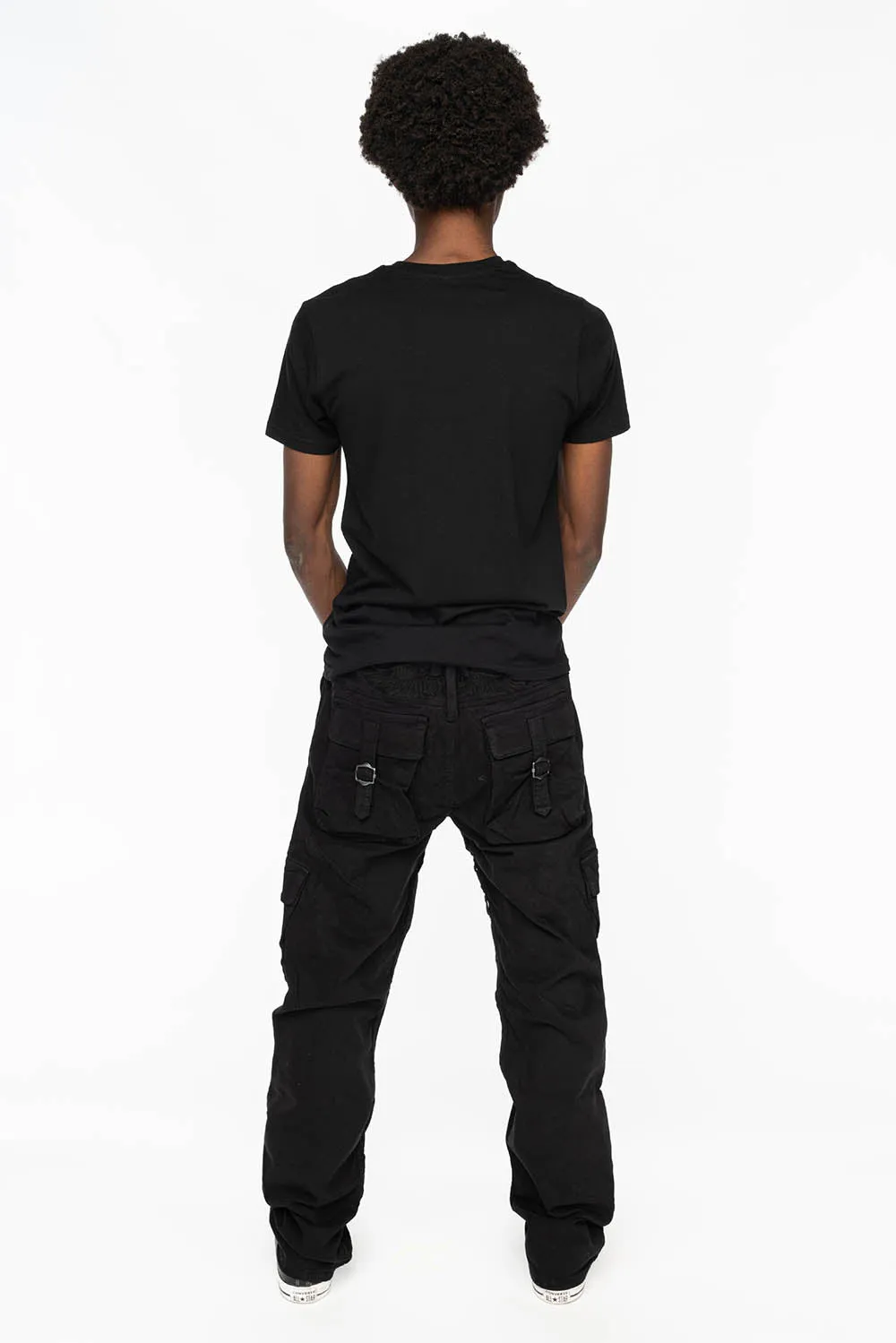 ROBINS NEW MILITARY STYLE CARGO PANTS IN BLACK WASH