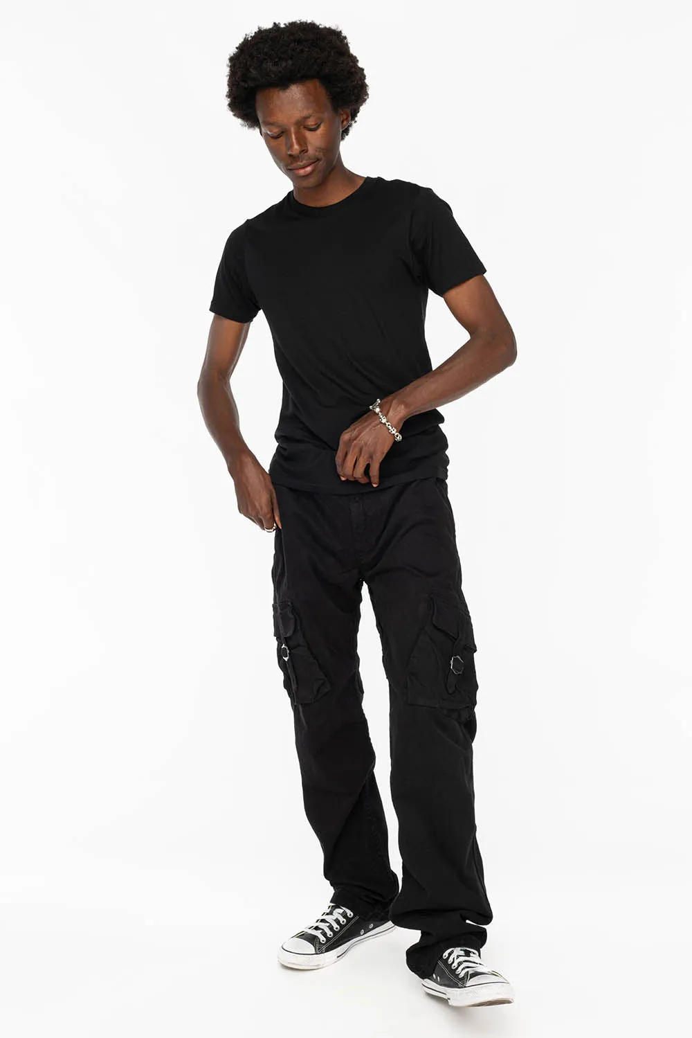 ROBINS NEW MILITARY STYLE CARGO PANTS IN BLACK WASH