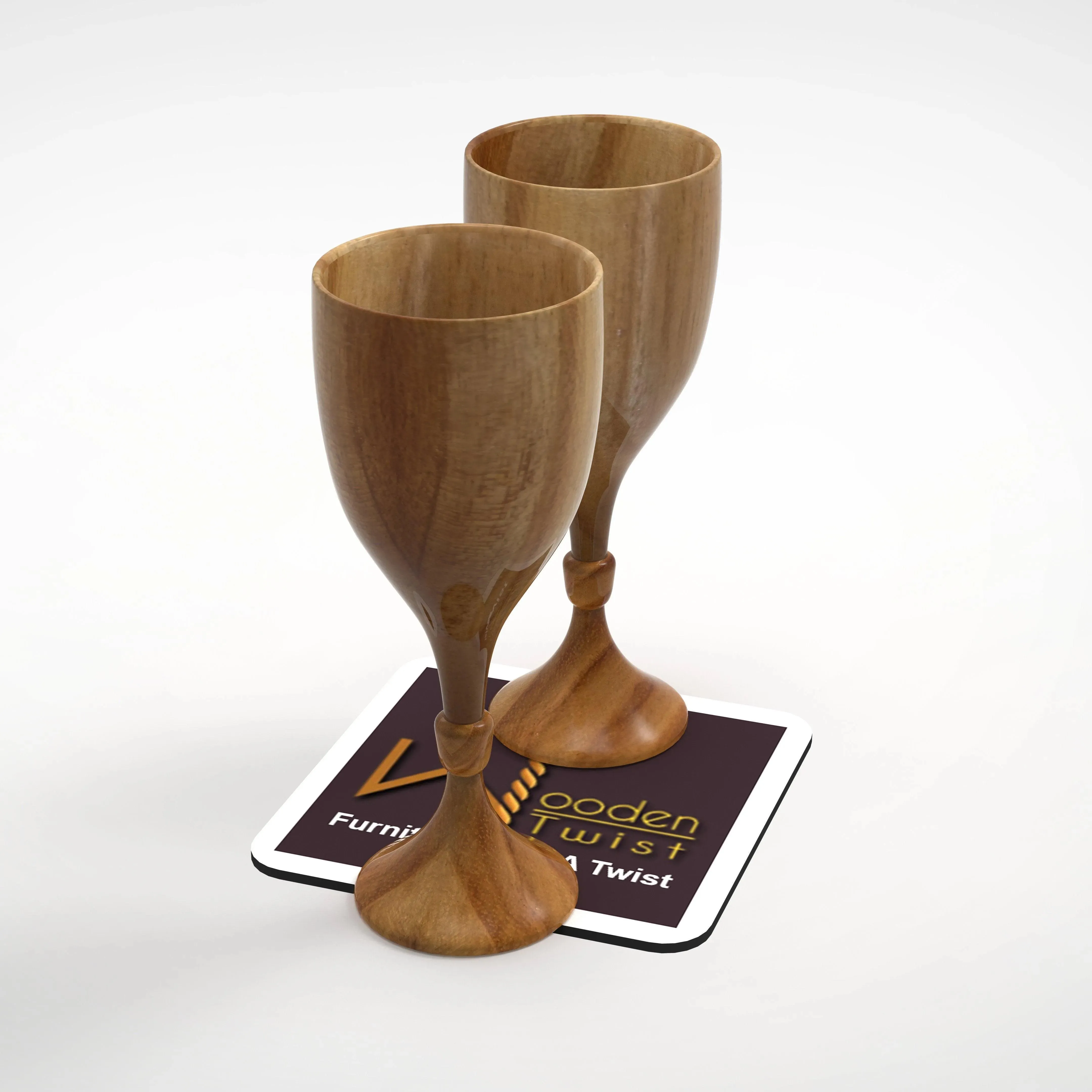 Royal Look Premium Wooden Glass In Teak Wood Set of 2