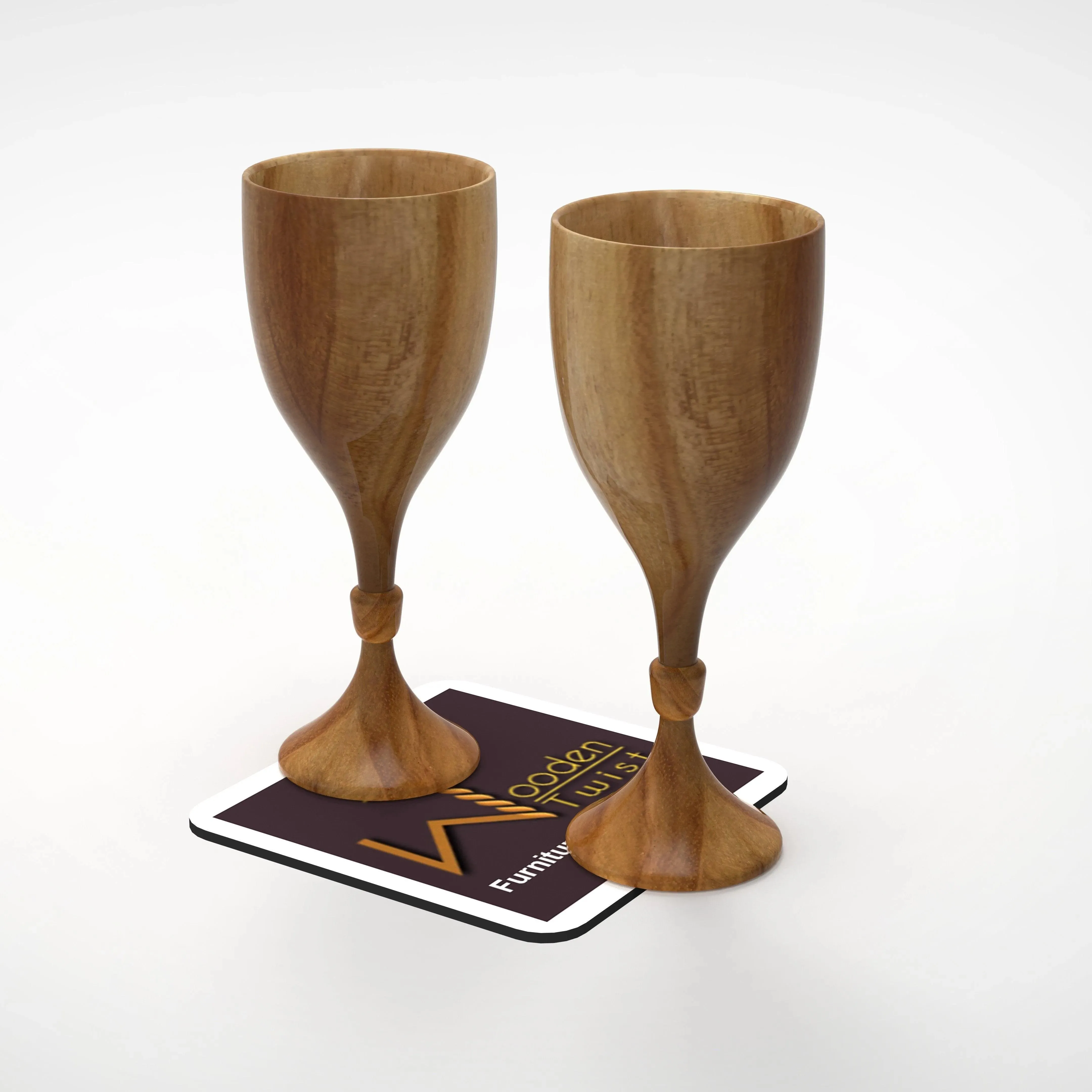 Royal Look Premium Wooden Glass In Teak Wood Set of 2