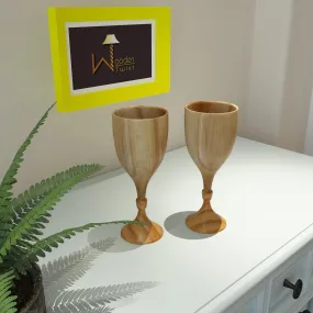Royal Look Premium Wooden Glass In Teak Wood Set of 2