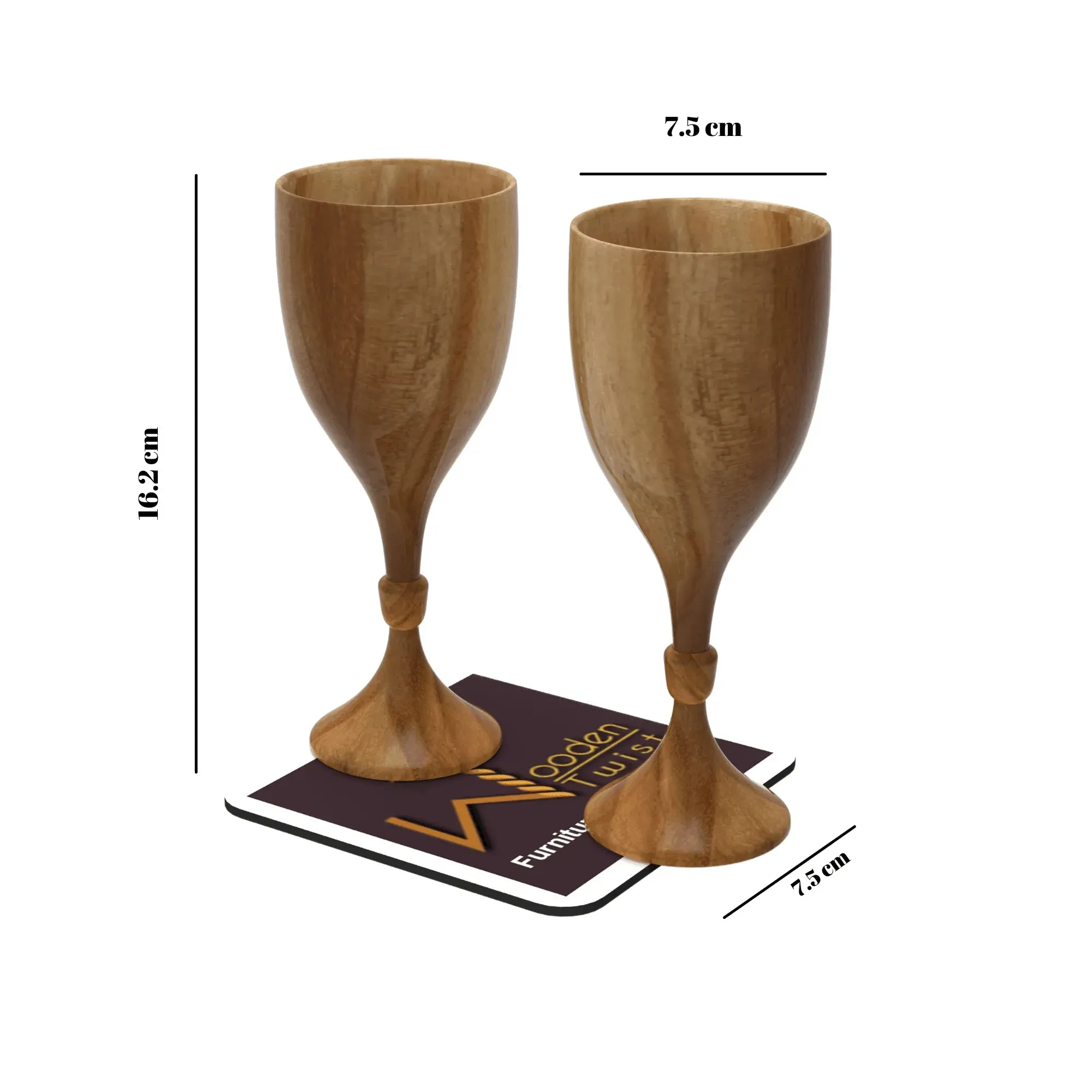 Royal Look Premium Wooden Glass In Teak Wood Set of 2