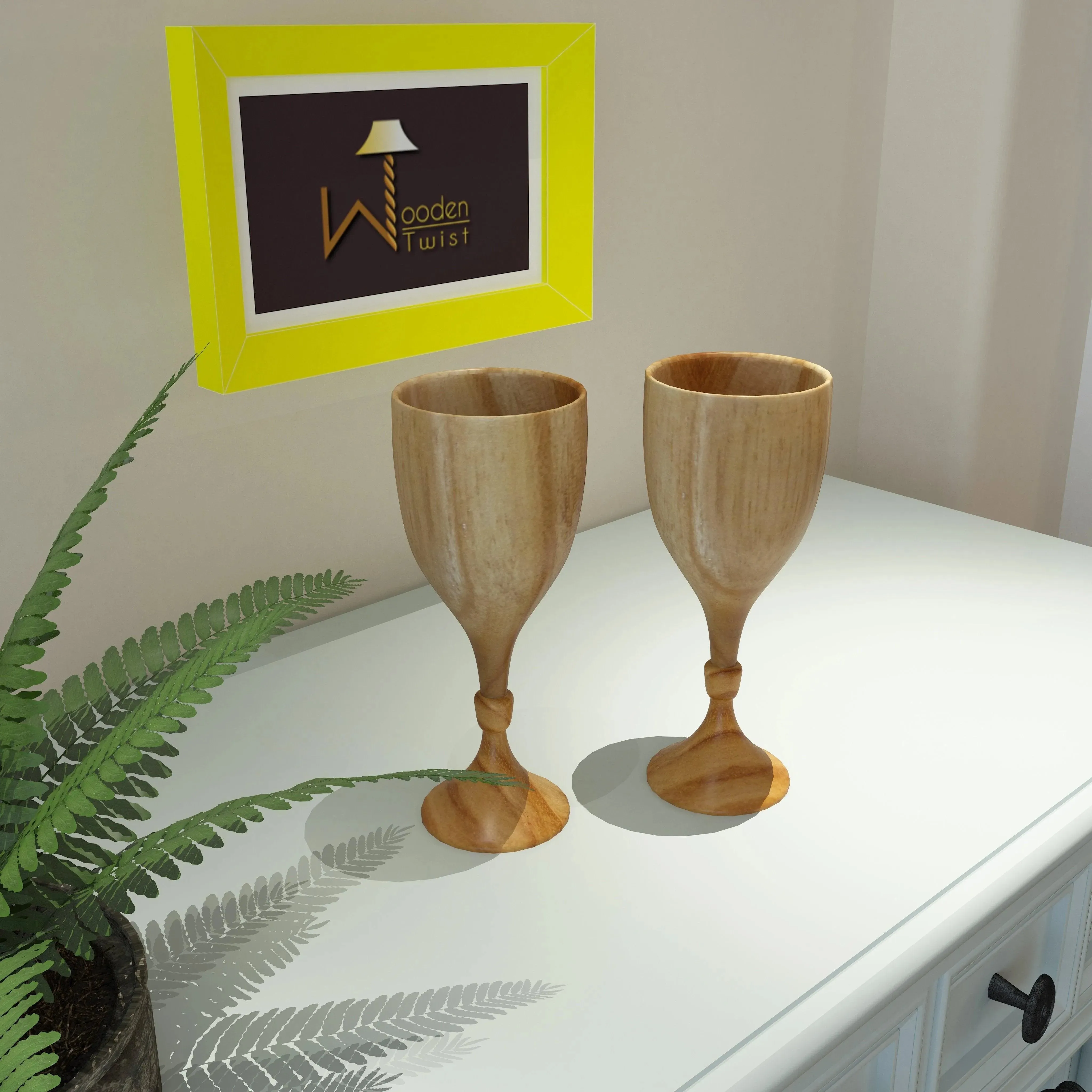 Royal Look Premium Wooden Glass In Teak Wood Set of 2