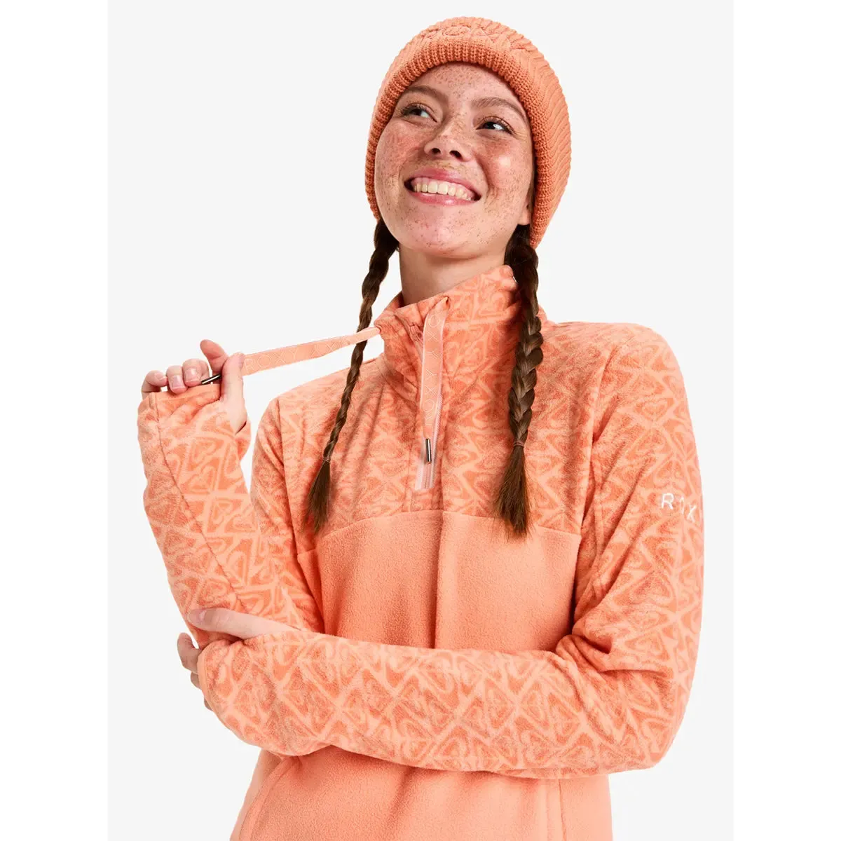 Sayna Half Zip Polar Pullover - Peach Pink