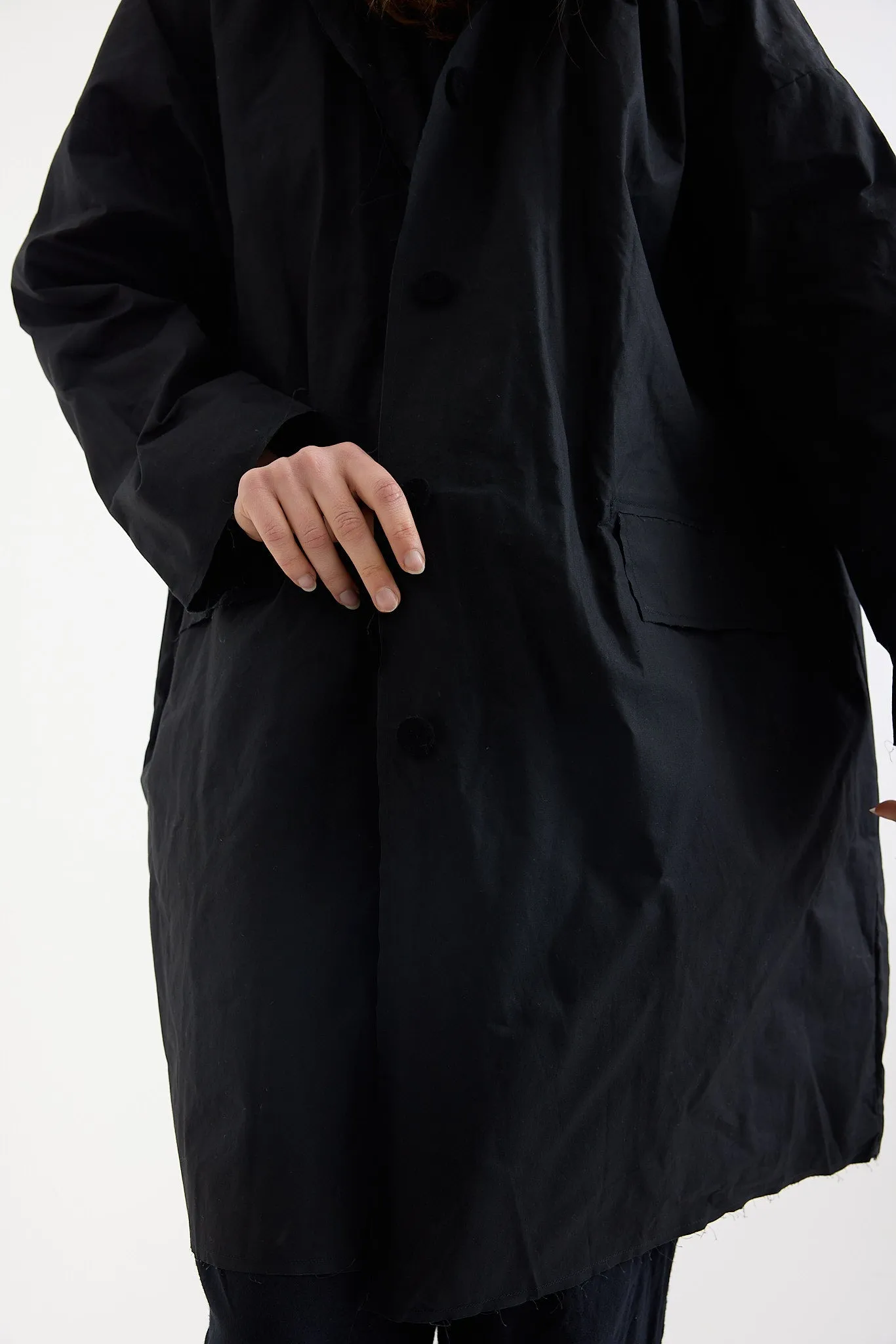 SCHA - Button-Down Volume Coat- Black