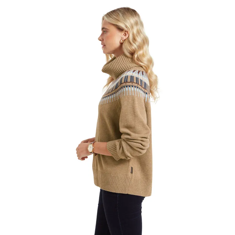 Schoffel Filey Fairisle Roll Neck Ladies Merino Mix Jumper - Warm Sand