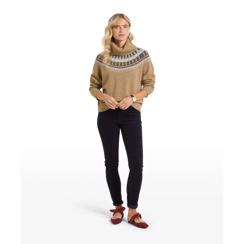Schoffel Filey Fairisle Roll Neck Ladies Merino Mix Jumper - Warm Sand