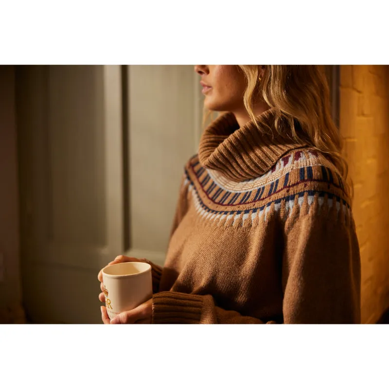 Schoffel Filey Fairisle Roll Neck Ladies Merino Mix Jumper - Warm Sand
