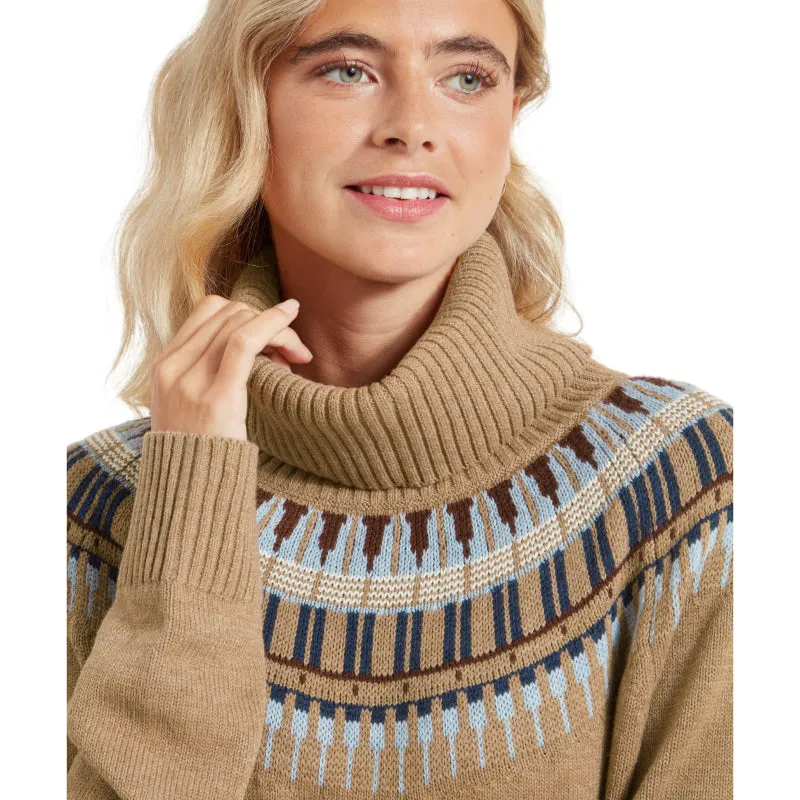 Schoffel Filey Fairisle Roll Neck Ladies Merino Mix Jumper - Warm Sand