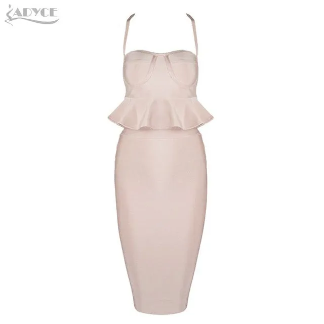 Sexy Women Spaghetti Strap Ruffles Hem Cropped Top& Skirt  Woman Set