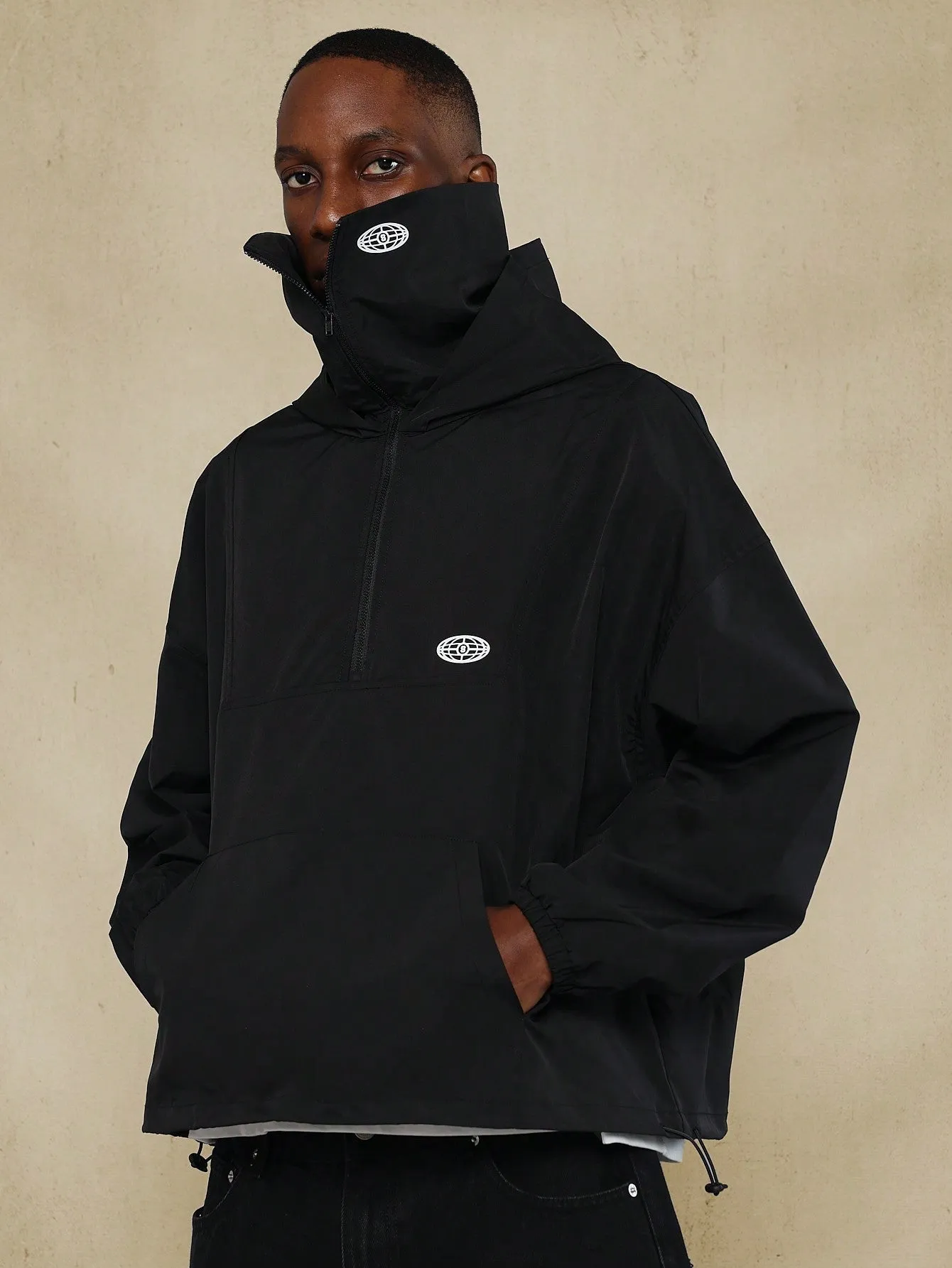 SUMWON Nylon Half Zip Mask Hoodie