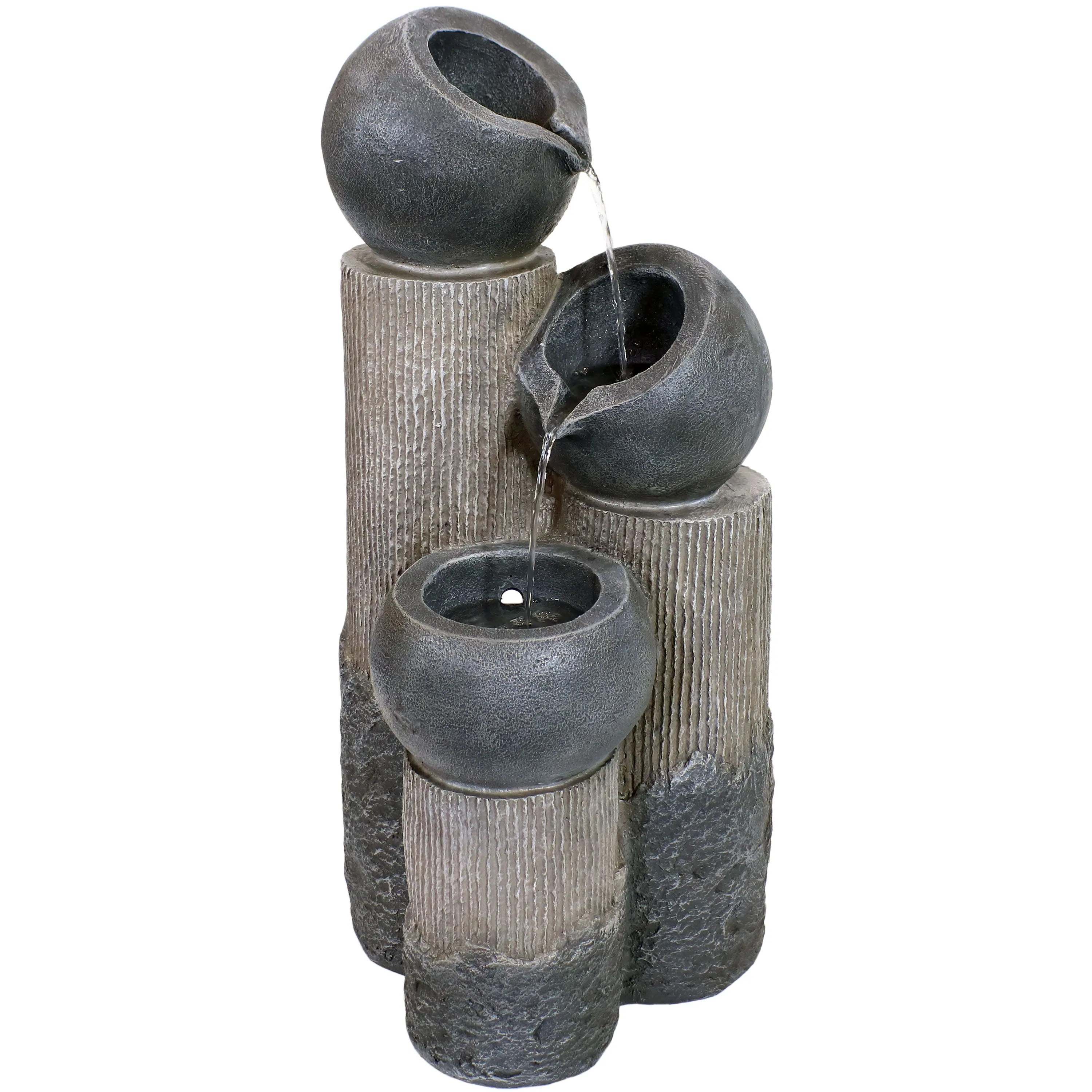 Sunnydaze Tiered Cascading Cups Solar Fountain with Battery Backup - 29"