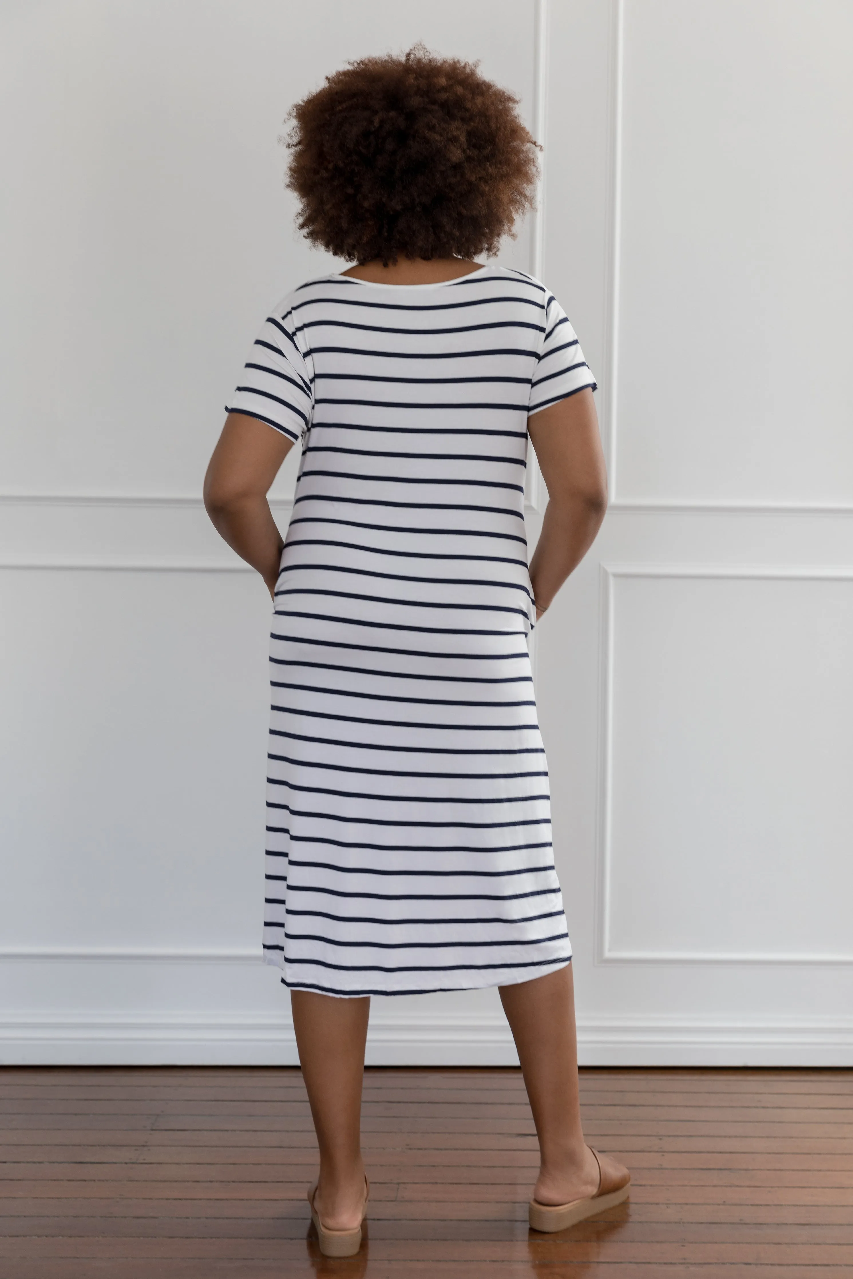 T-Shirt Dress | Navy/White Stripe