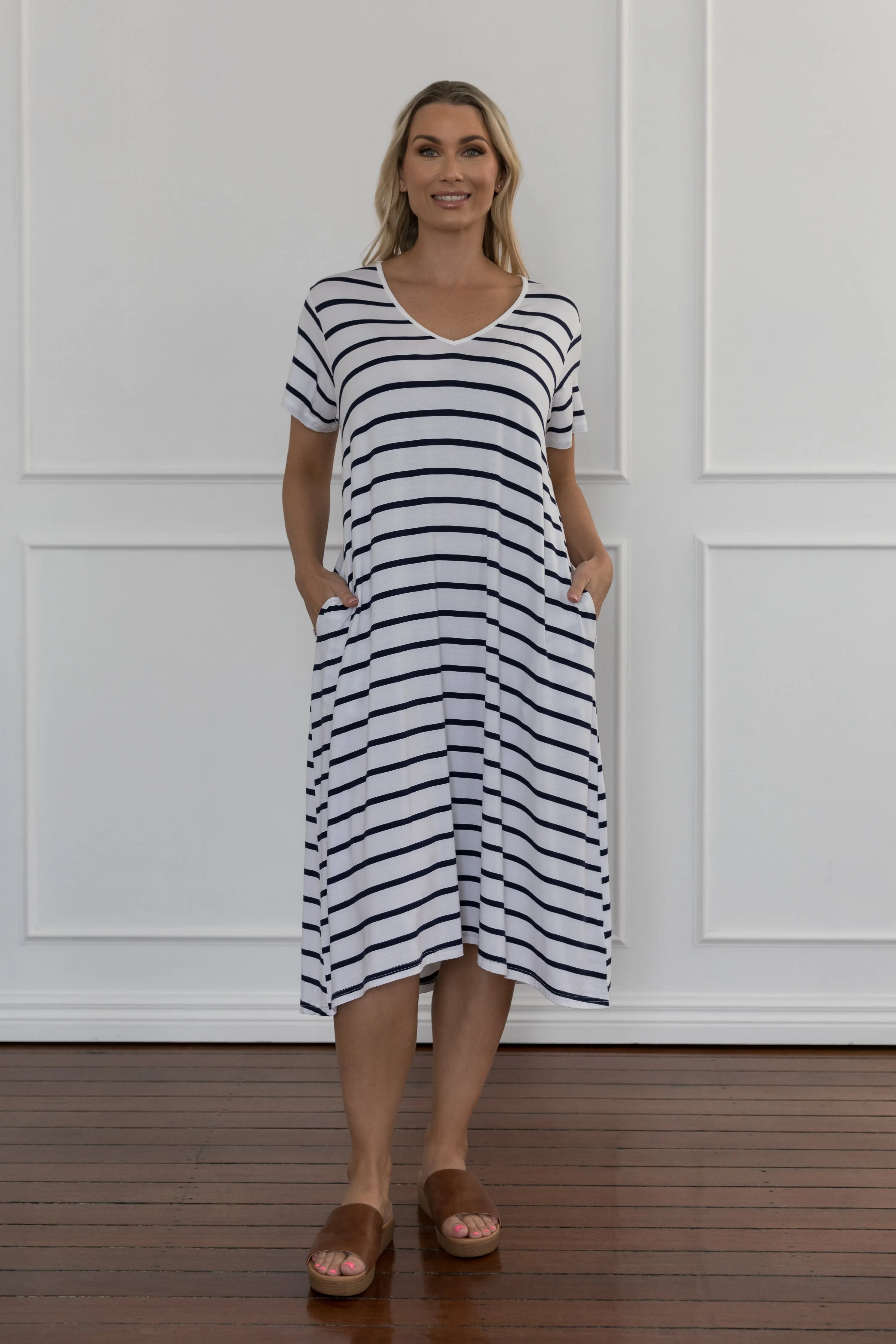 T-Shirt Dress | Navy/White Stripe