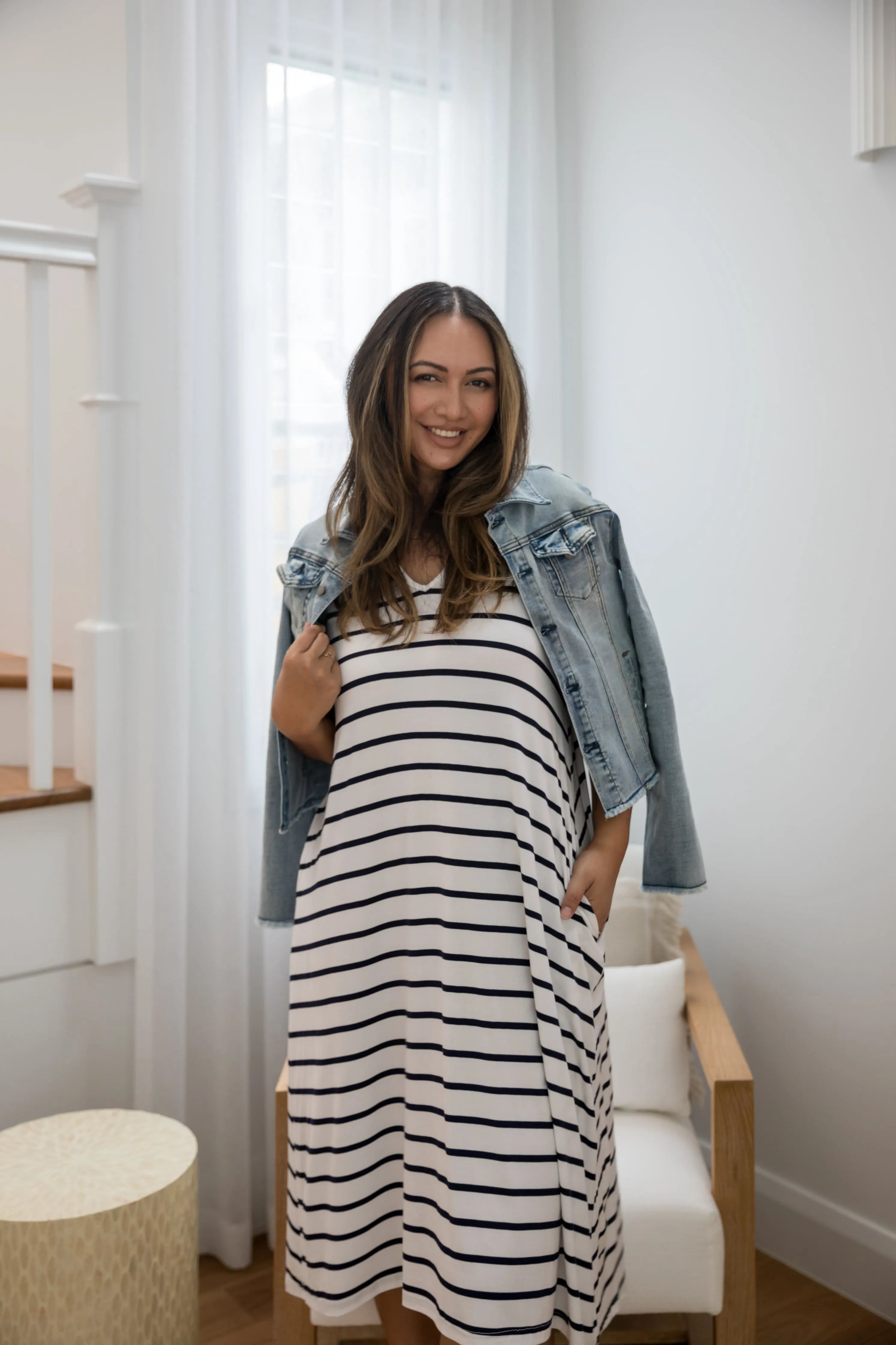 T-Shirt Dress | Navy/White Stripe