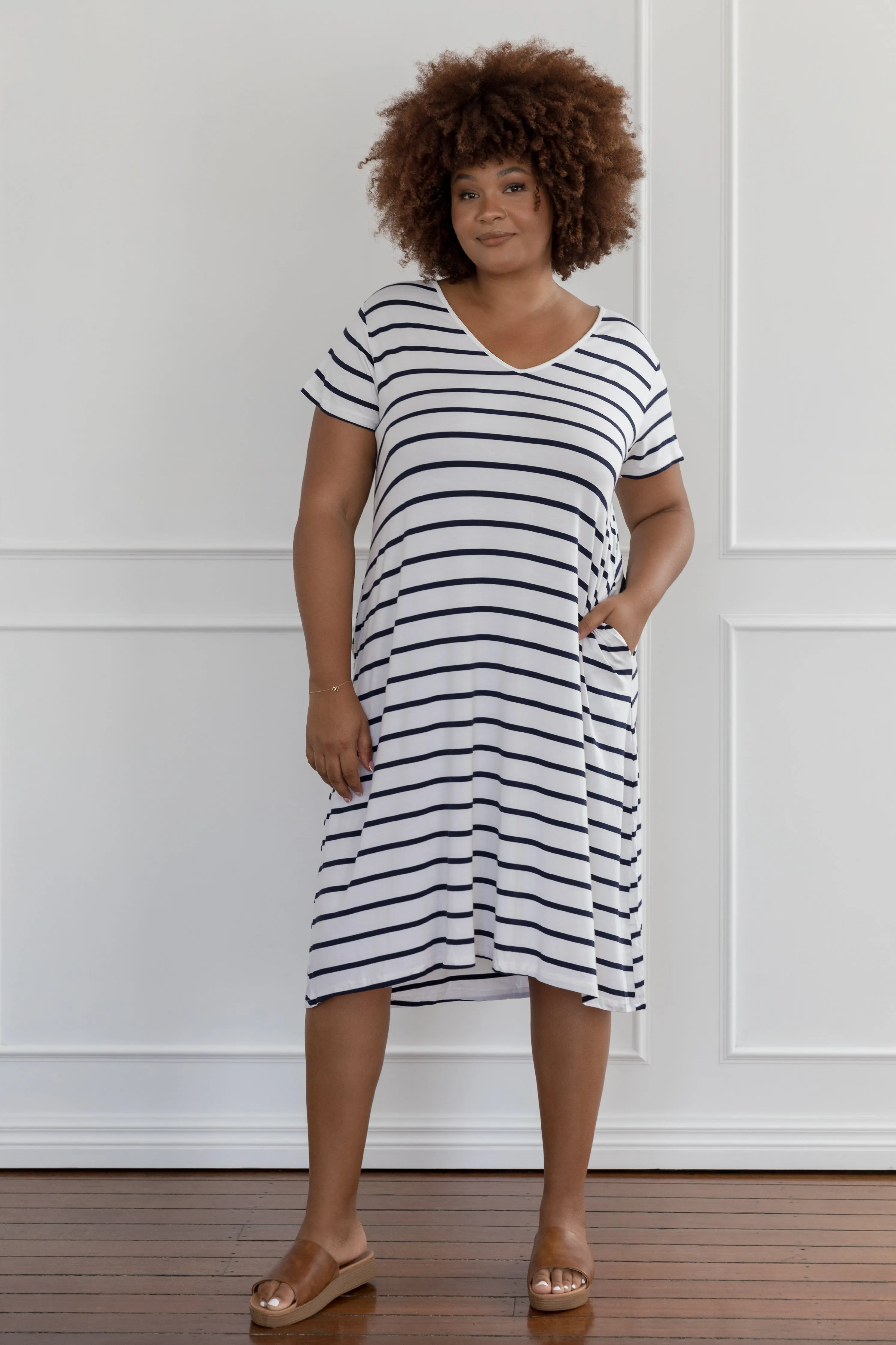 T-Shirt Dress | Navy/White Stripe