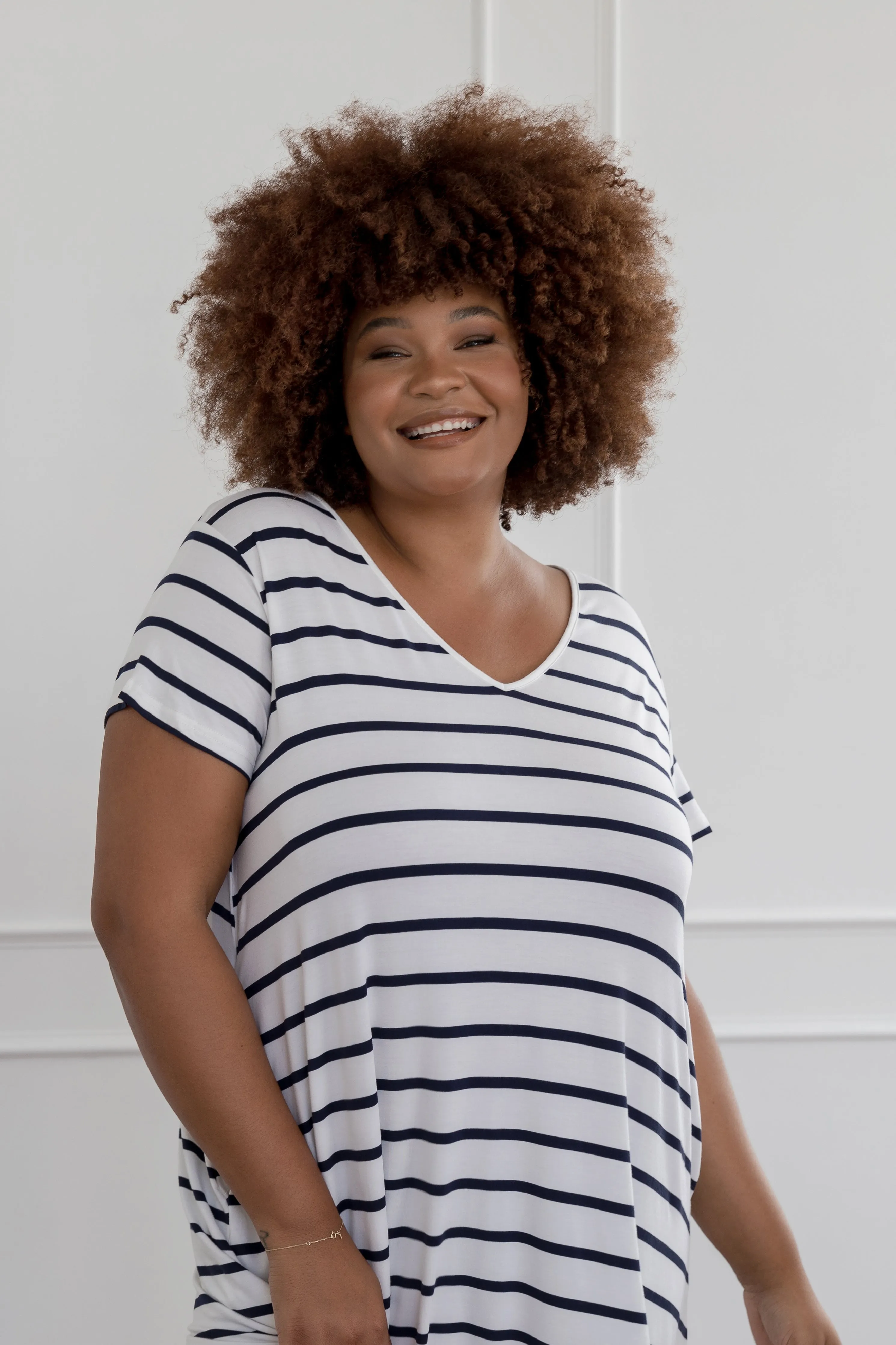 T-Shirt Dress | Navy/White Stripe
