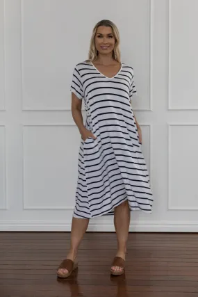 T-Shirt Dress | Navy/White Stripe