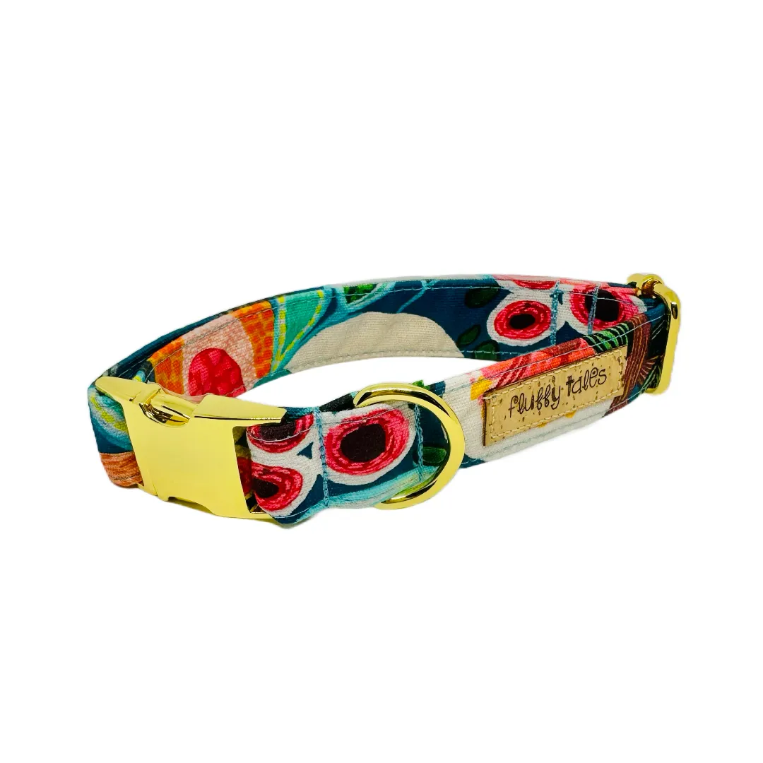 The 'Blue Bush Flora' Dog Collar