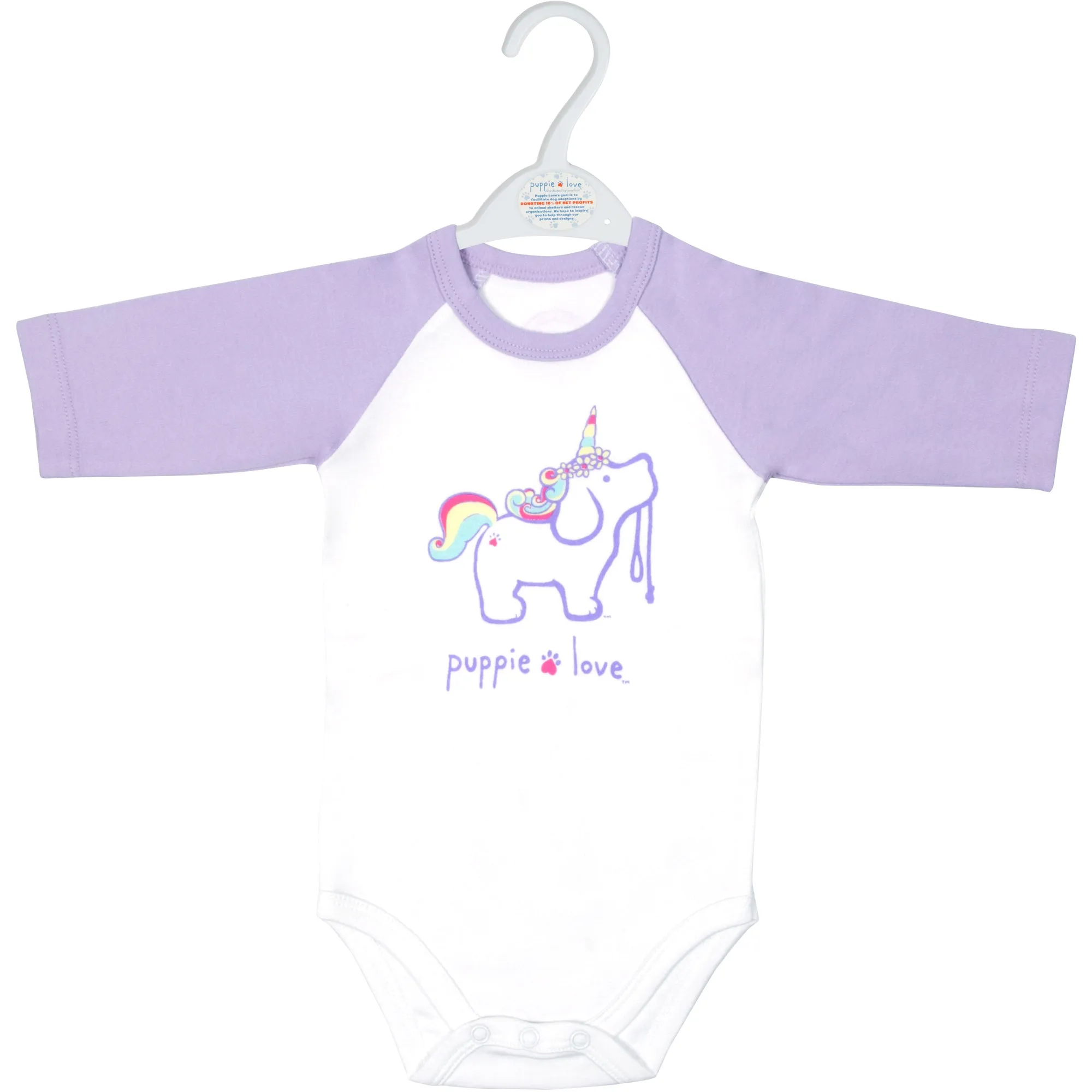 Unicorn 3/4 Length Purple Sleeve Onesie