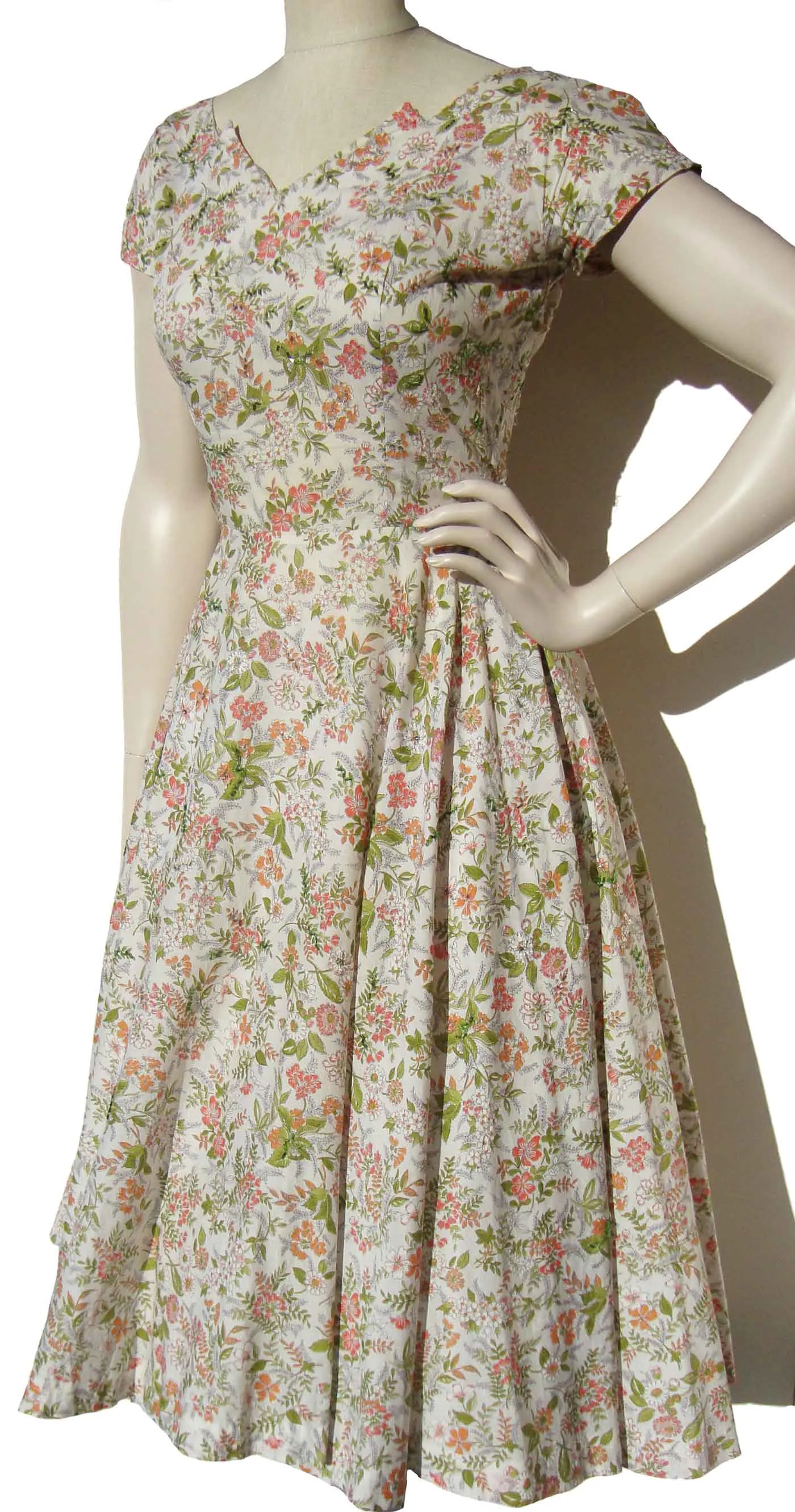 Vintage 50s Dress Cotton Floral Print Circle Skirt S / M – by Razook’s