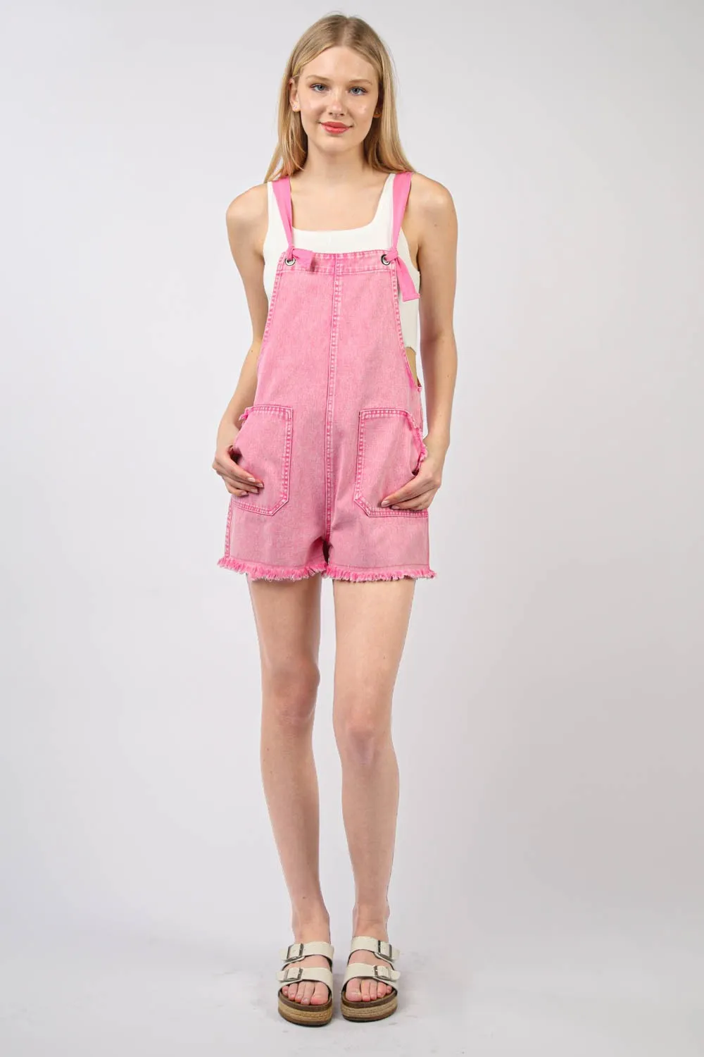 Washed Cotton Denim Casual Romper Overall