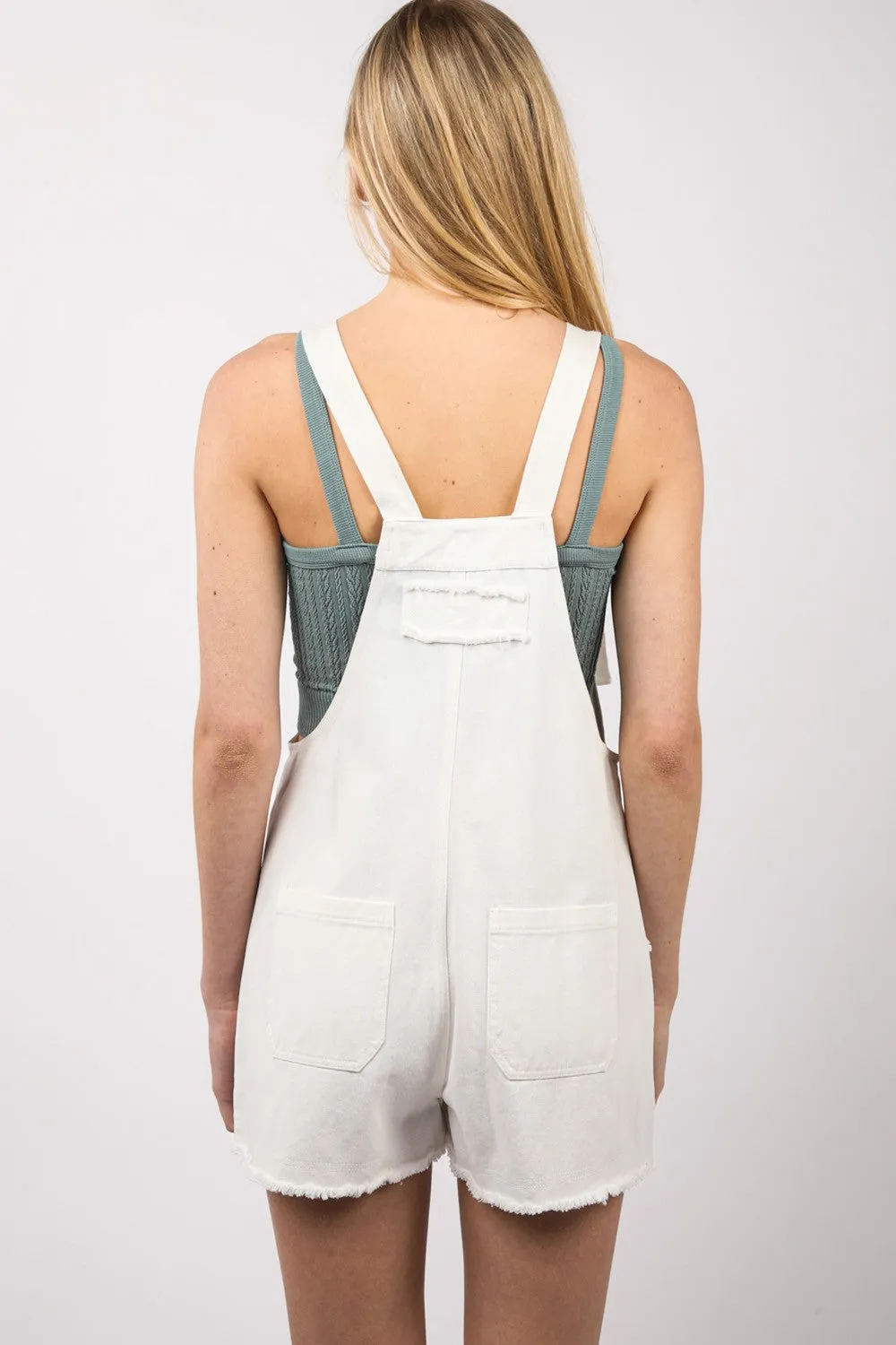 Washed Cotton Denim Casual Romper Overall