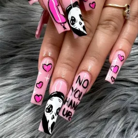 Wenkouban-Helloween sminken Halloween Acrylic Press On Nails Almond Shape Fake Nails Short Full Cover Glue On Nails Halloween Stick On Nails Cute Ghost Pump