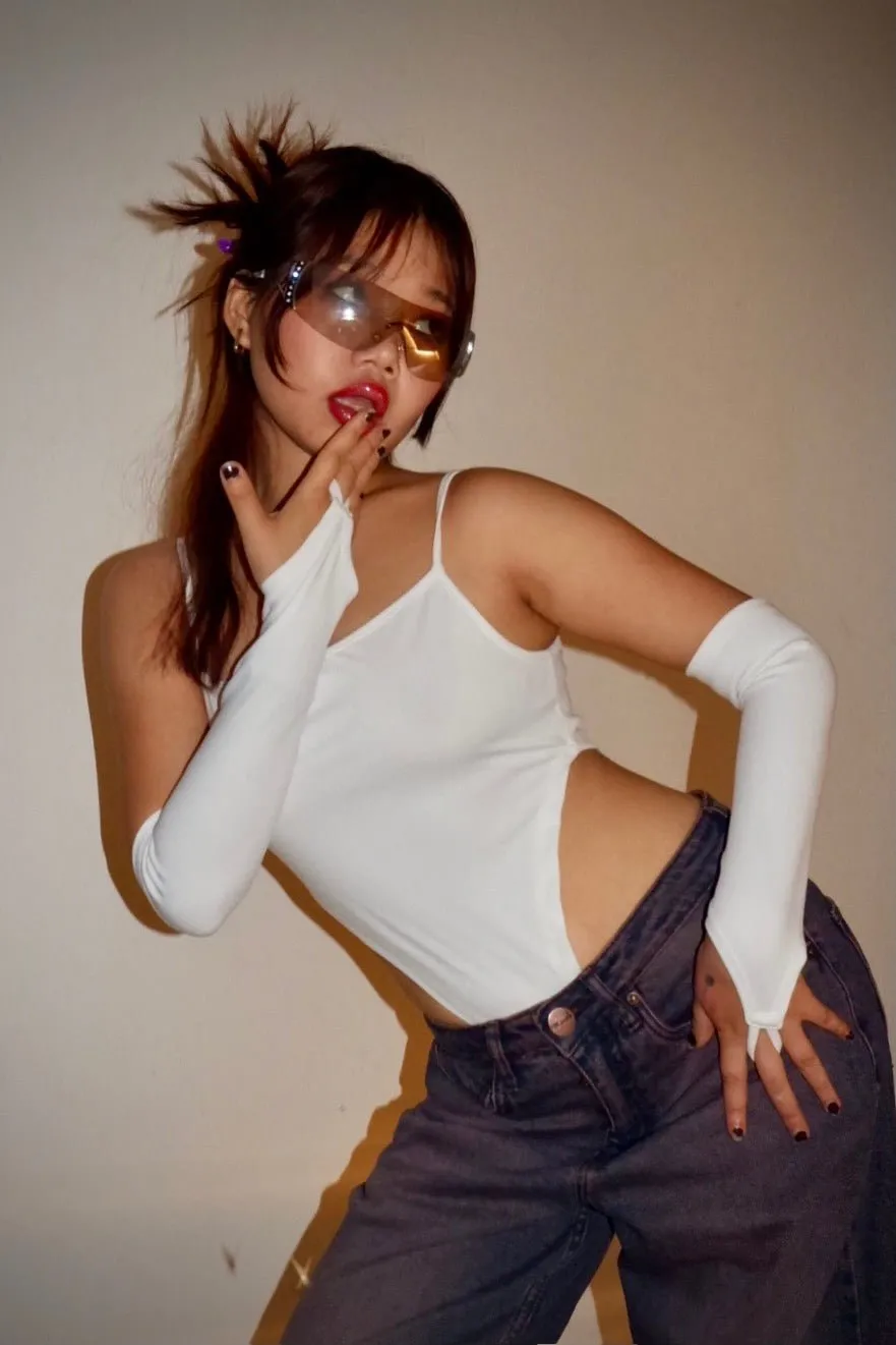 White Extra Deep Strap Bodysuit