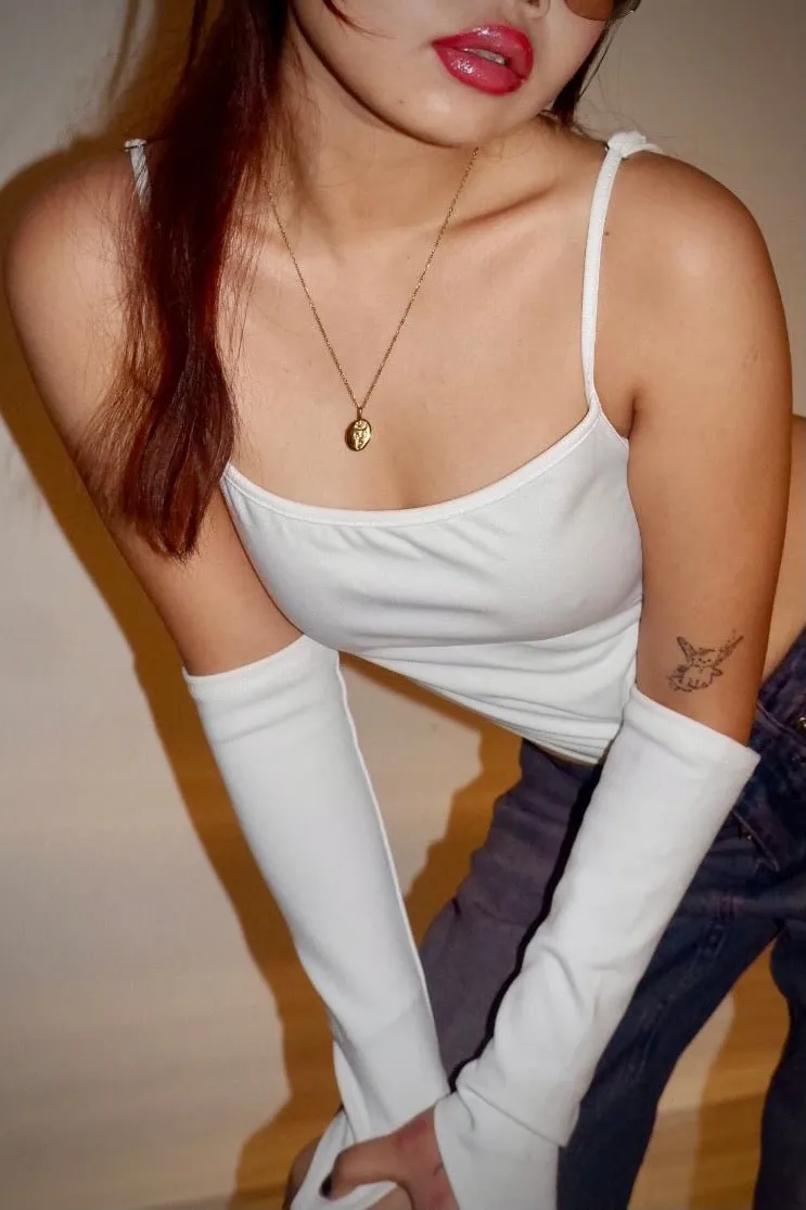 White Extra Deep Strap Bodysuit