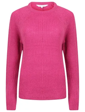 Willow Knitted Crew Neck Jumper In Rose Violet - Amara Reya