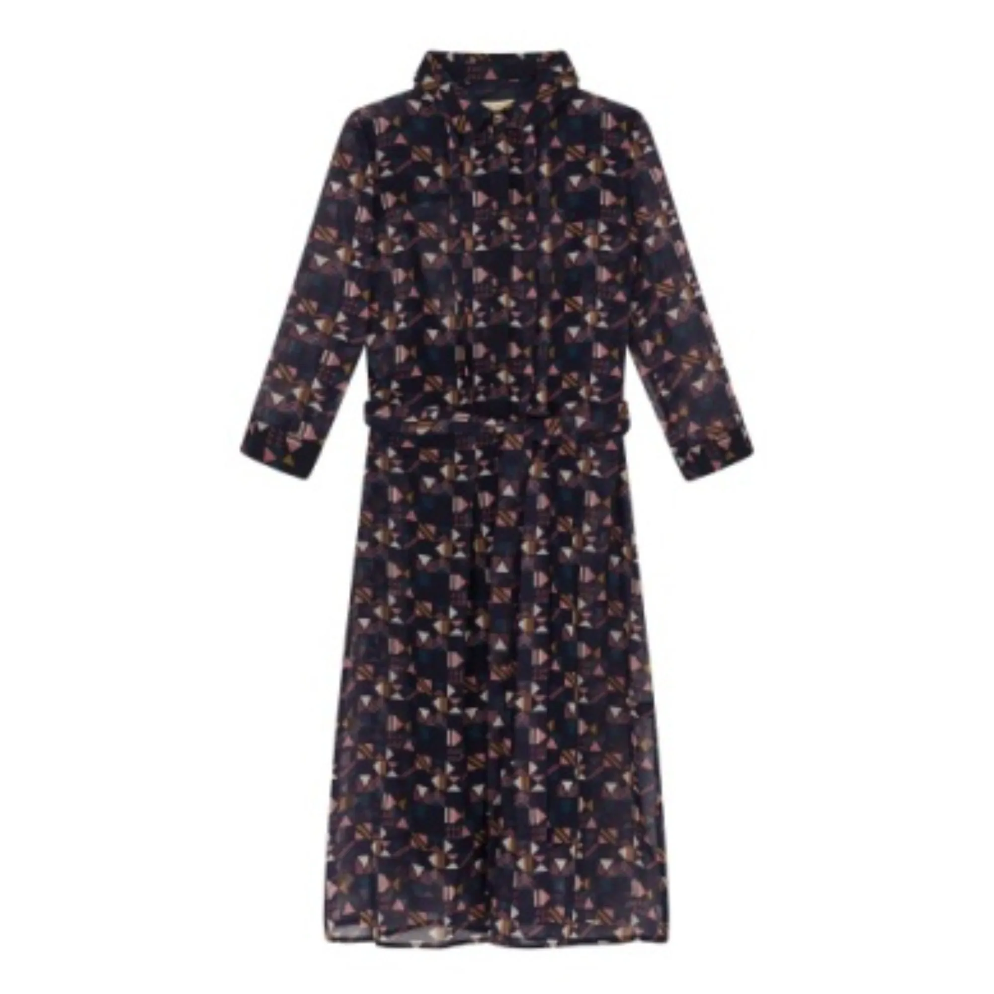 Women Ronniy-Nordic Puzzle Shirt Dress - Navy
