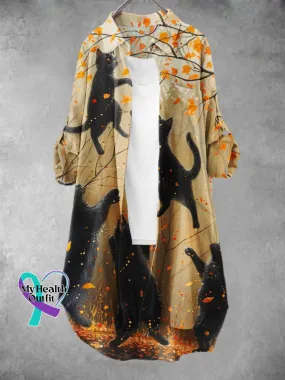 Women's Funny Black Cat Pattern Art Print Dress