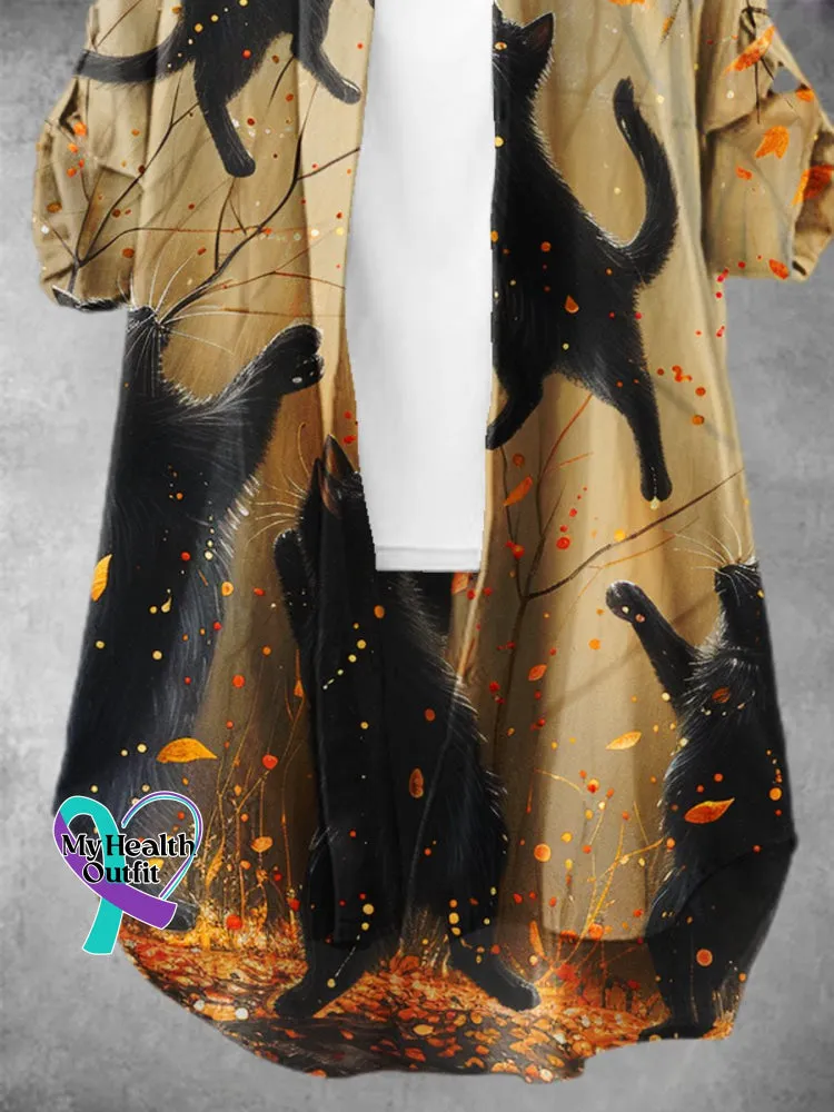 Women's Funny Black Cat Pattern Art Print Dress