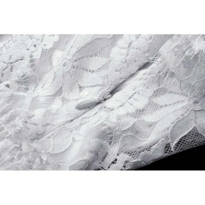 Women's Gothic Pleated Lace Slip Dress White
