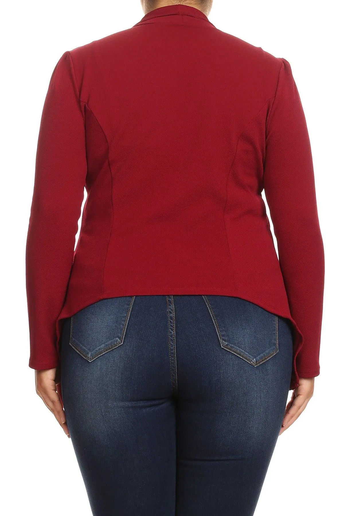 Women's Plus Size Solid Casual Fitted Open Blazer Office Jacket