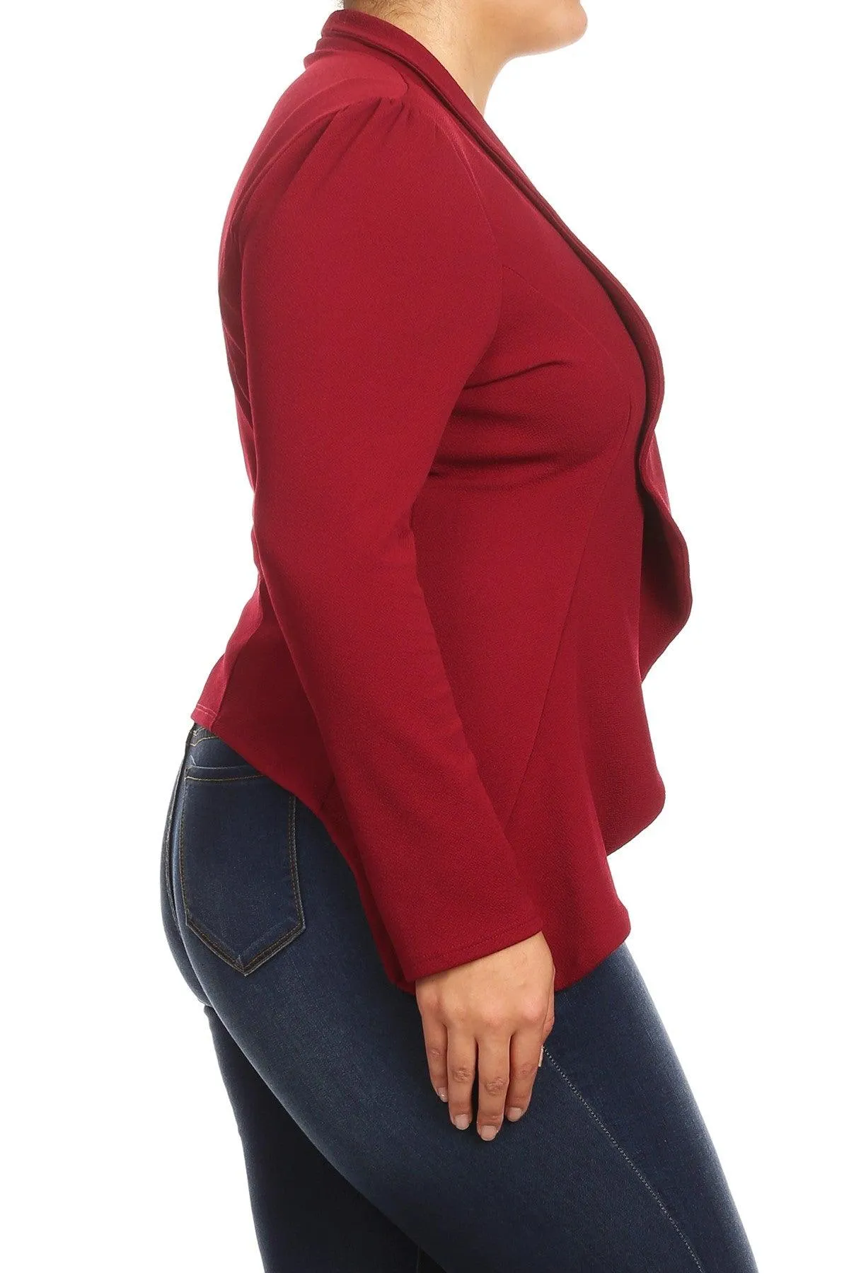 Women's Plus Size Solid Casual Fitted Open Blazer Office Jacket