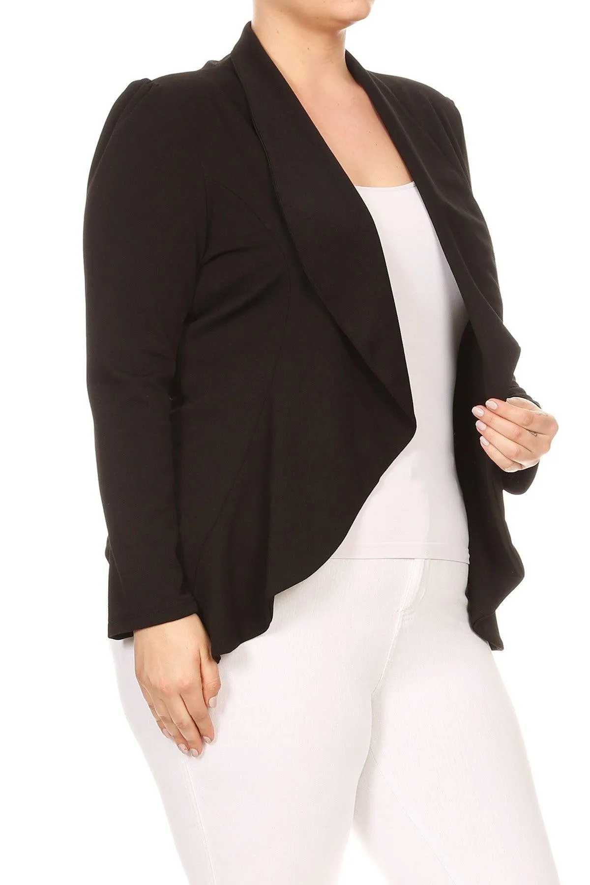 Women's Plus Size Solid Casual Fitted Open Blazer Office Jacket