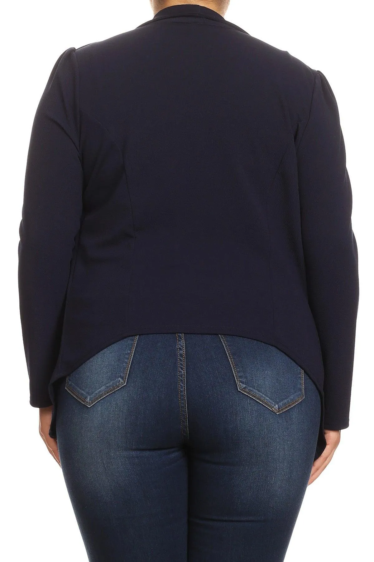 Women's Plus Size Solid Casual Fitted Open Blazer Office Jacket