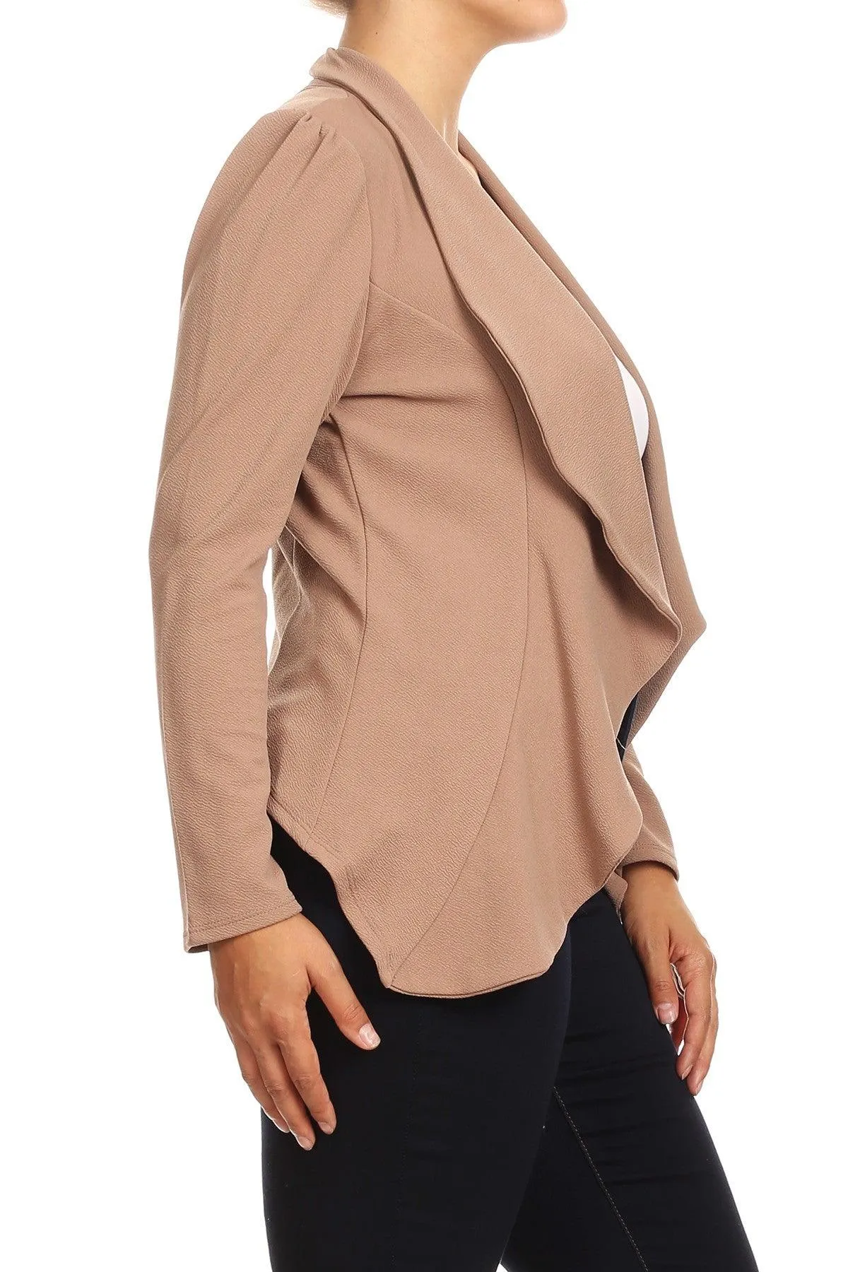 Women's Plus Size Solid Casual Fitted Open Blazer Office Jacket