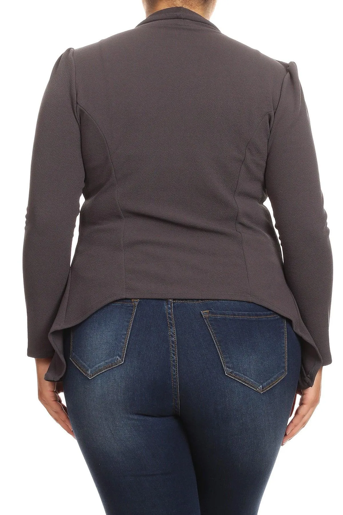 Women's Plus Size Solid Casual Fitted Open Blazer Office Jacket