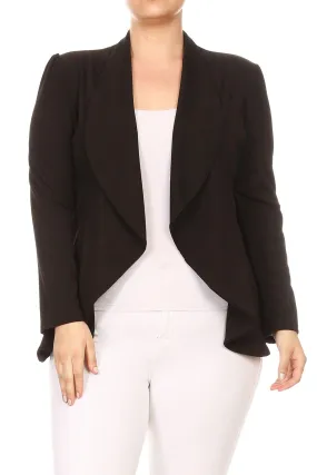 Women's Plus Size Solid Casual Fitted Open Blazer Office Jacket